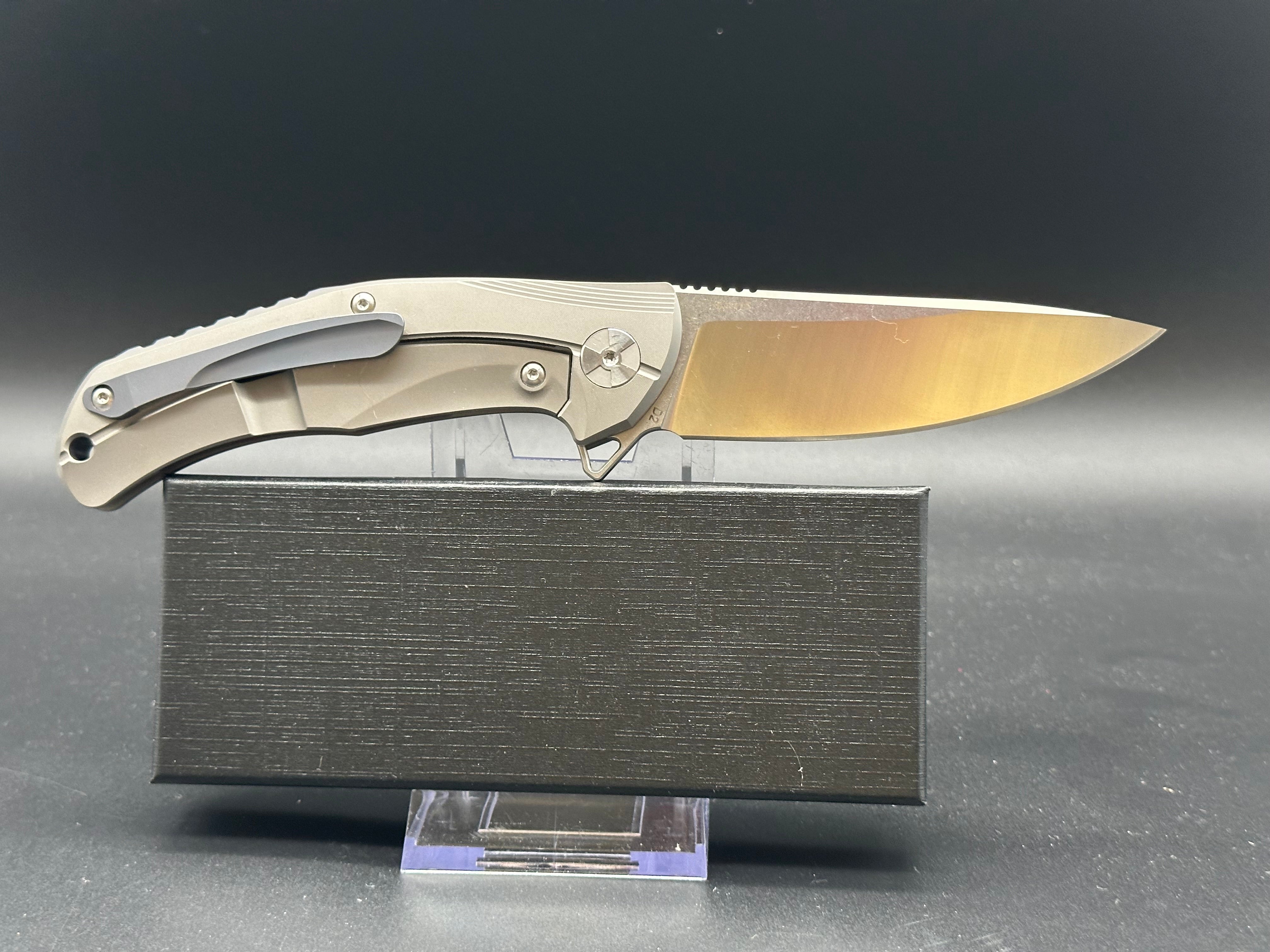 Defcon JK3215 Titanium Handle Folding Knife with D2 Steel Blade - EDC, Camping, Survival & Outdoor Activities