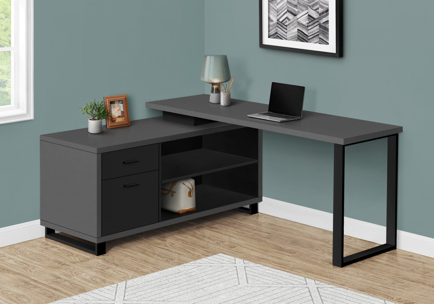 Modern Grey Runo Desk - Sleek & Stylish Home Office Desk for Small Spaces, Work from Home & Study - Perfect for Apartments, Dorms & Workspaces