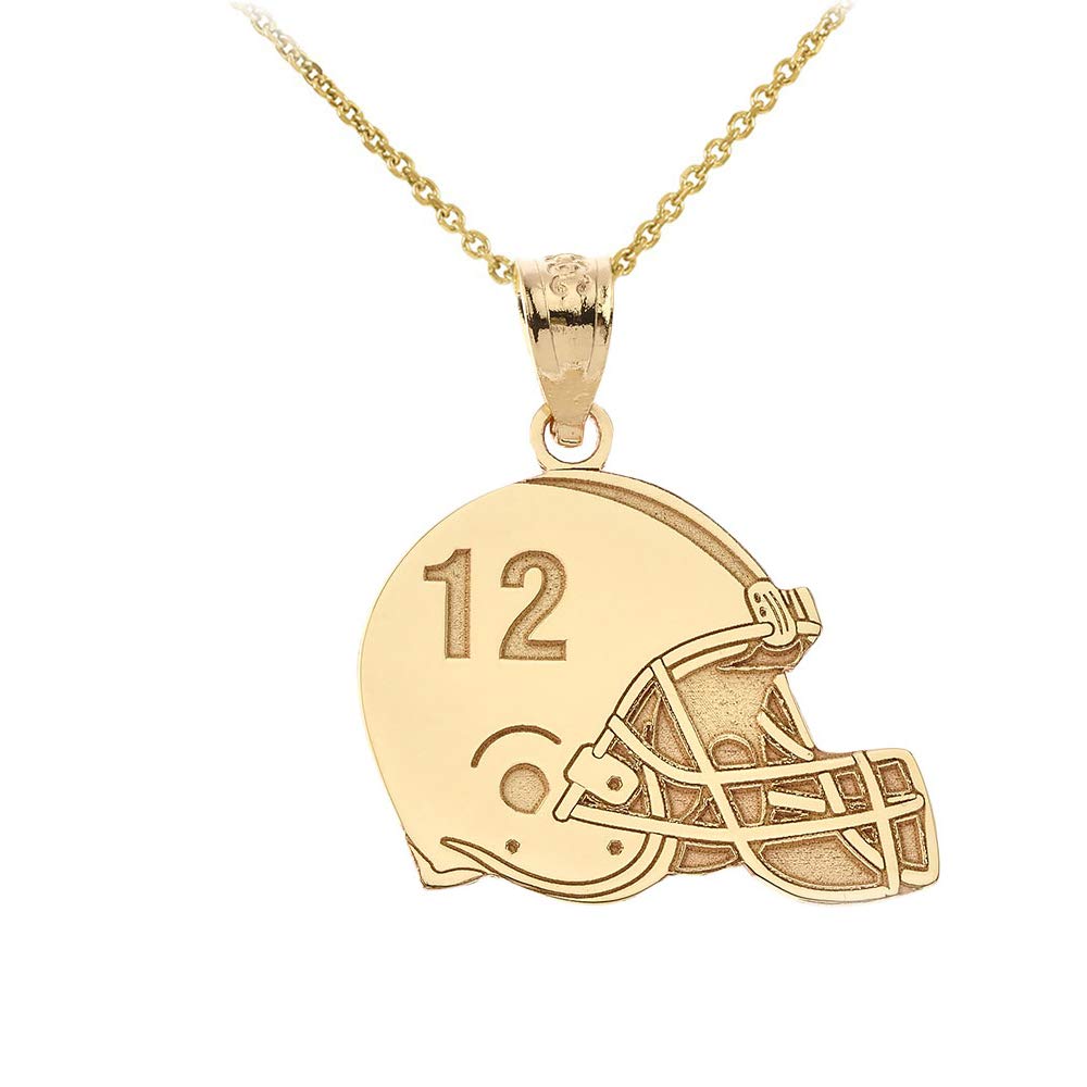 Custom 10k Yellow Gold Football Helmet Charm Necklace - Personalized with Name & Number - Perfect Gift for Athletes, Sports Fans & Coaches - Game Day Jewelry & Team Spirit Accessory