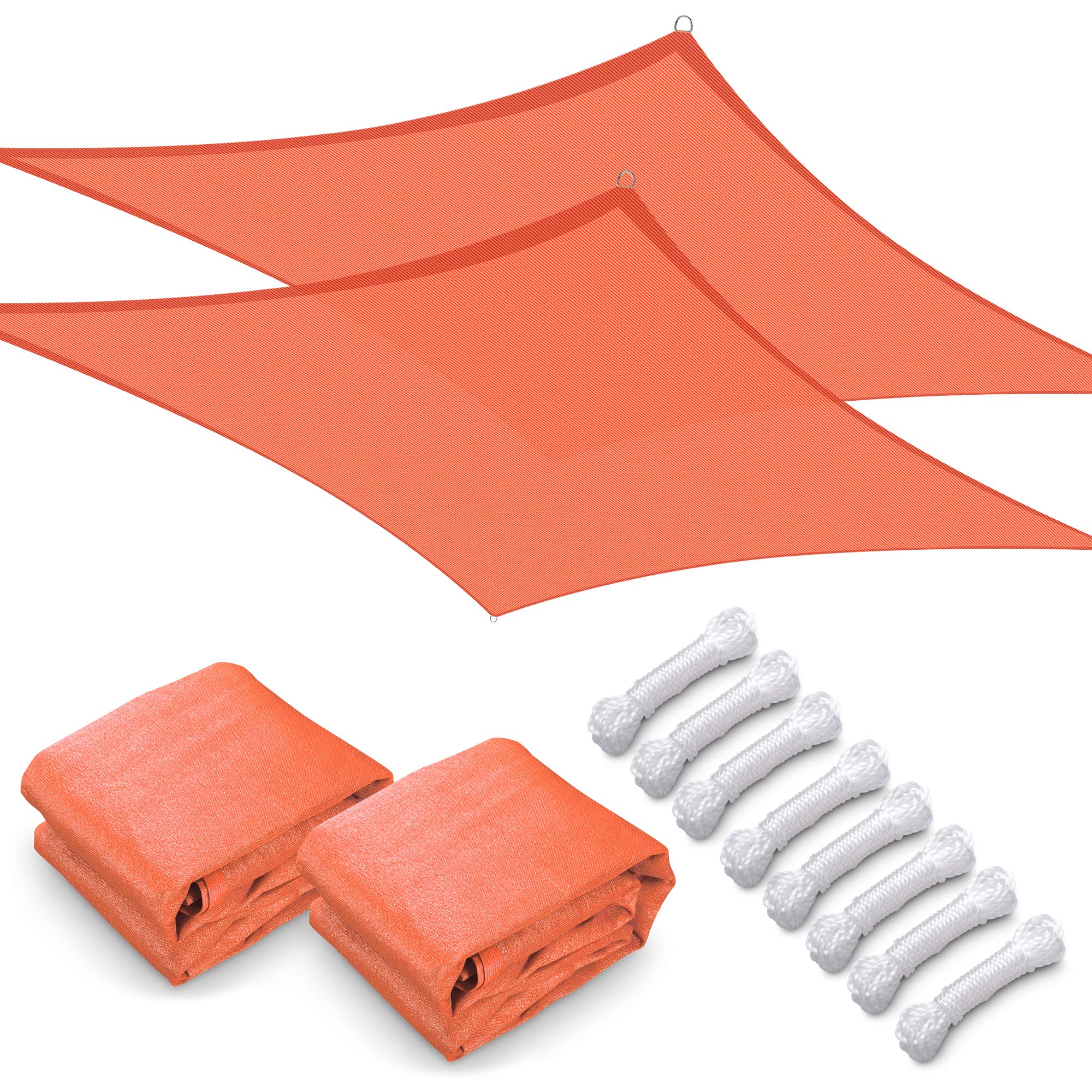 Yescom 2 Pack 22x23 FT Rectangle Sun Shade Sail Canopy - 97% UV Block, Bright Orange Outdoor Shade Cloth for Pergola, Carport, Pool & Commercial Events - DIY Replacement Material for Patio, Garden & Backyard