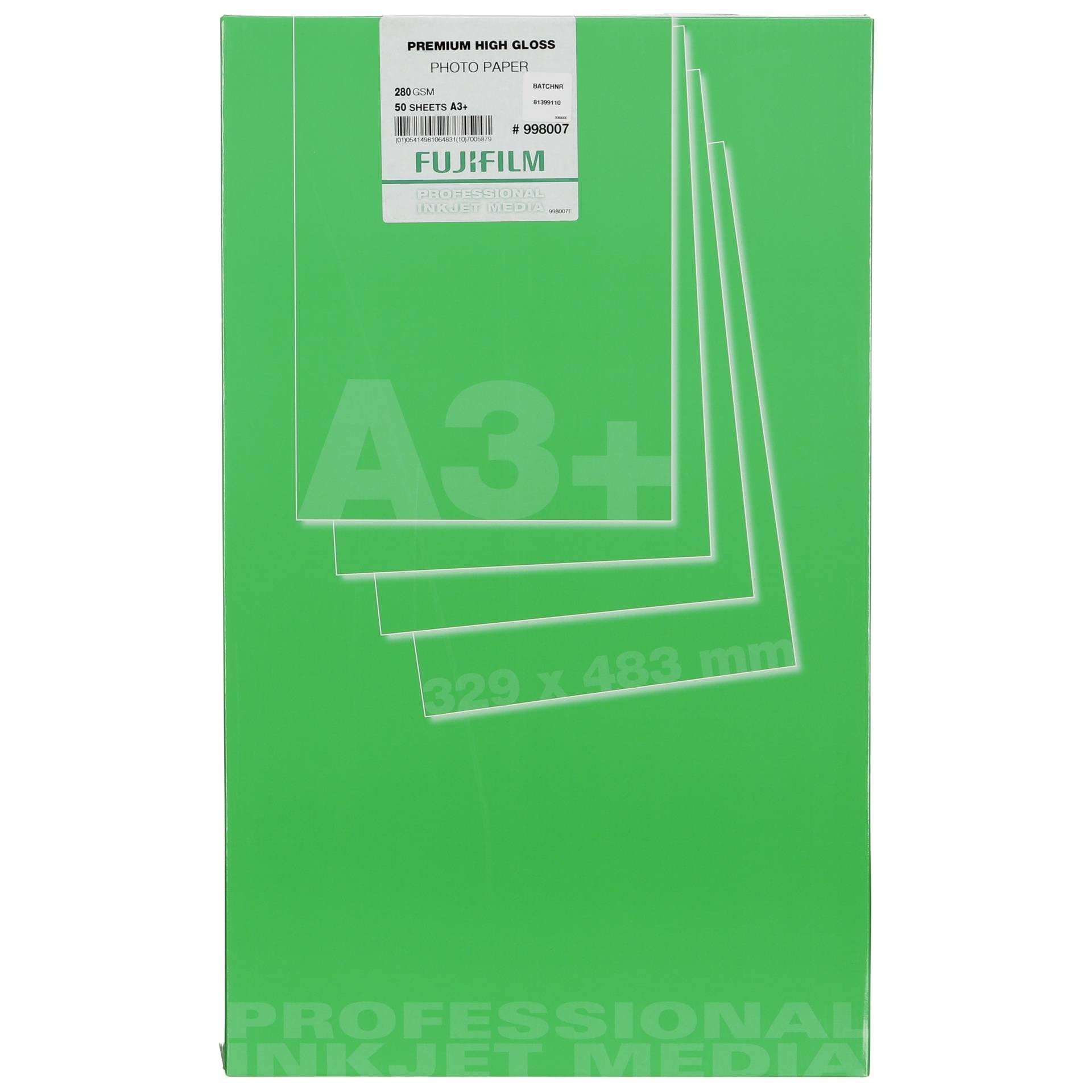 Fujifilm XC998007 Premium High Gloss Photo Paper - 50 Sheets A3+ Size (280 gsm) for Professional Photography, Art Prints & Presentations