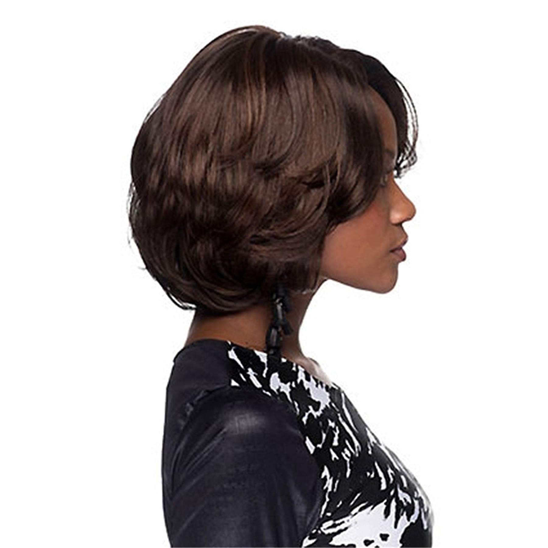 Andongnywell Short Afro Curly Wigs with Bangs for Black Women - 100% Human Hair Wigs with Natural Curly Wavy Texture - Perfect for Daily Wear, Cosplay & Special Occasions