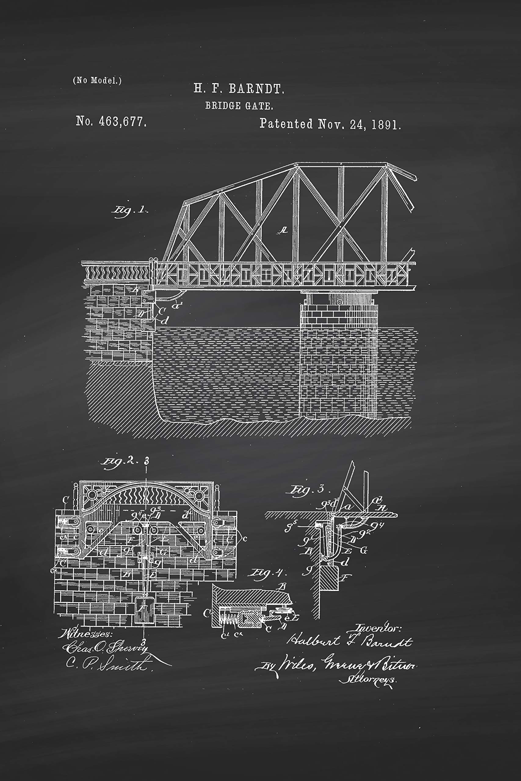 Govivo Bridge Architecture Patent Wall Art Prints - Set of 3 (16x24 Inches) Unframed - Engineering Decor for Office, Living Room & Study - Perfect Gift for Architects & Civil Engineers
