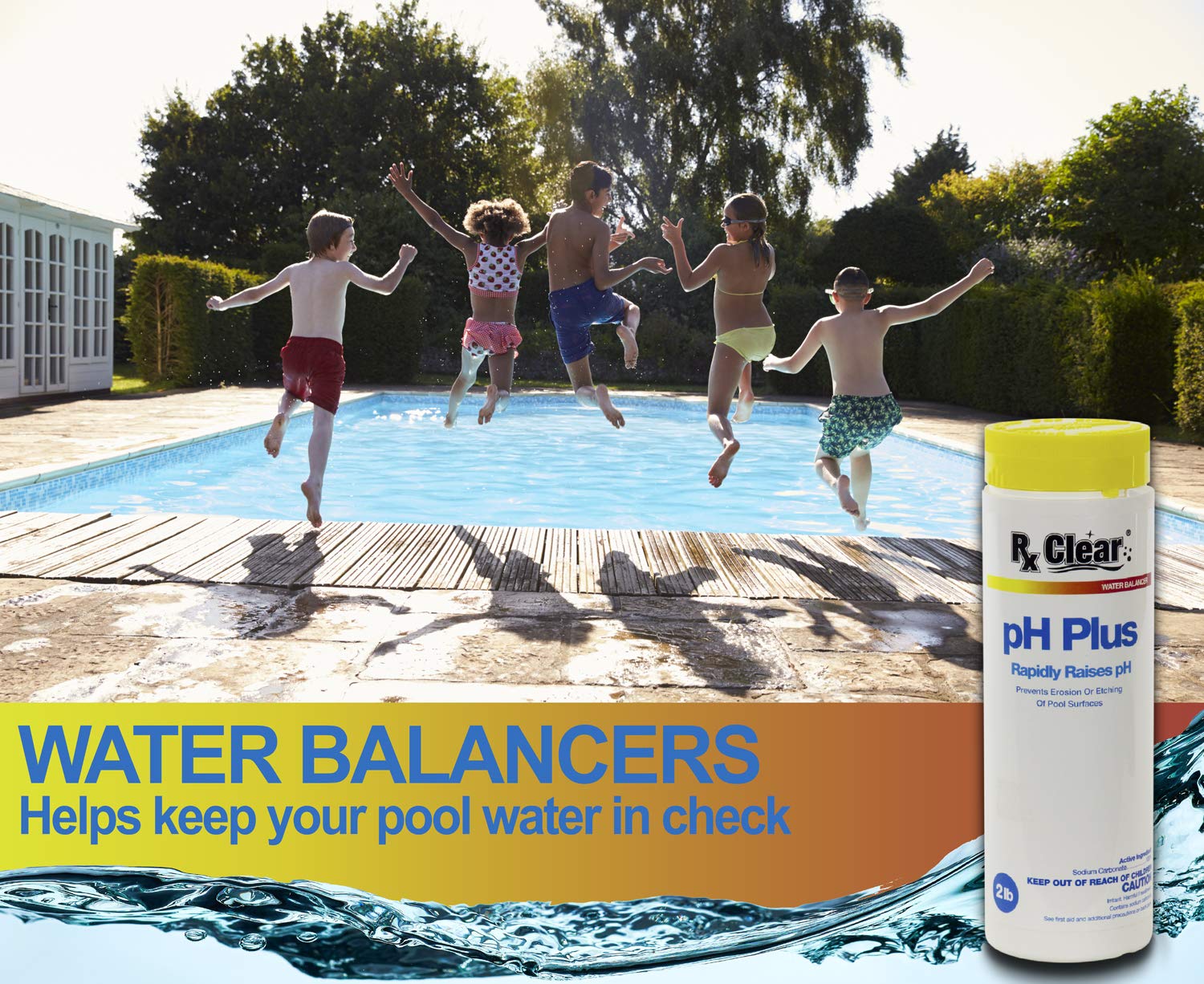 Rx Clear Swimming Pool pH Plus | Rapid pH Level Balancer | Quickly Corrects Acidic Water | Prevents Pool Surface Erosion & Etching | 2 lb | Ideal for Inground & Above Ground Pools