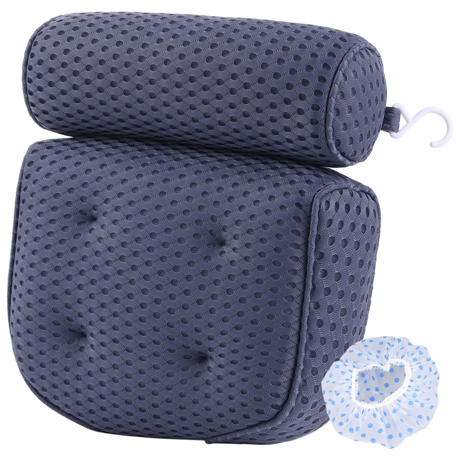 Luxury Bath Pillow for Tub - Head & Neck Support, Soft Spacer Mesh with Suction Cups - Relaxing Spa Experience