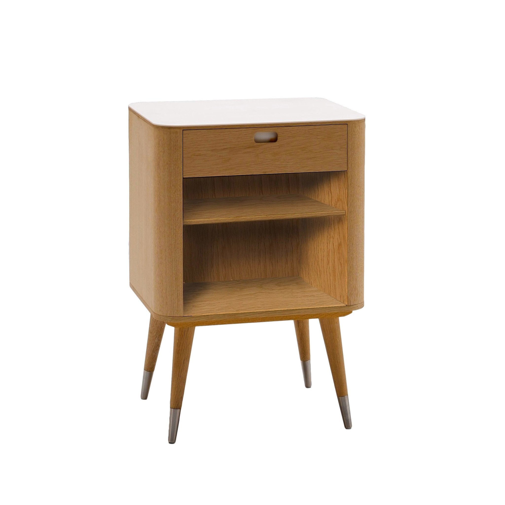 AK2405 Modern Nightstand with USB Charging Port - Stylish Bedside Table for Bedroom, Living Room, or Guest Room - Perfect for Storing Books, Lamps, and Essentials