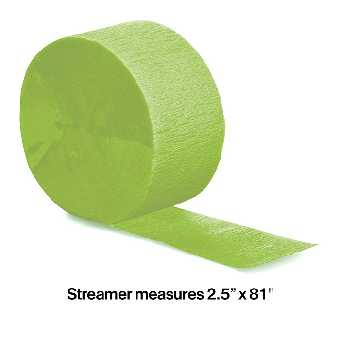 12-Pack Bulk Fresh Lime Green Crepe Streamers - 81 Feet Long Party Decorations for Birthday, Wedding & Holiday Celebrations