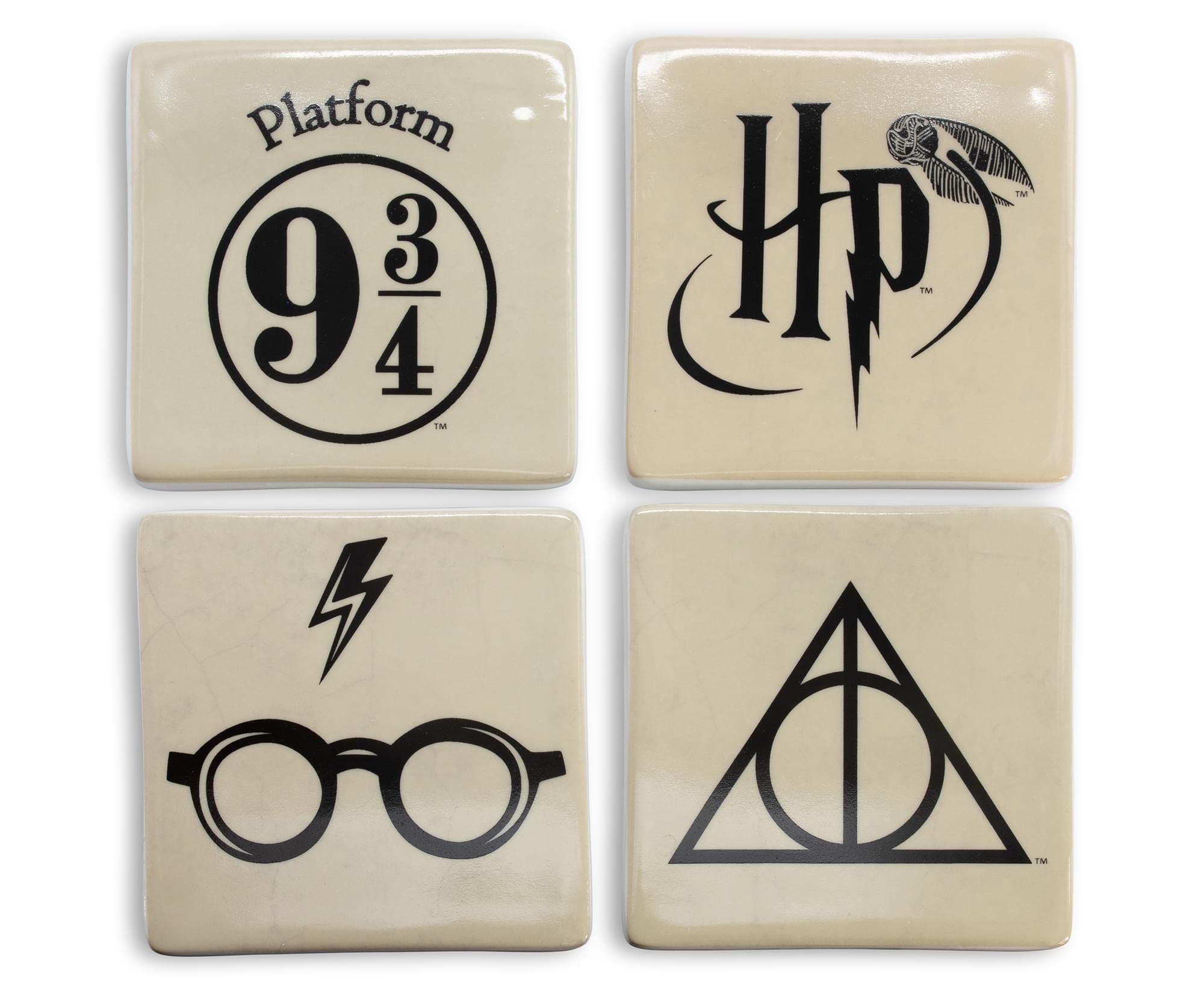 Harry Potter Ceramic Coasters Set of 4 - Absorbent Drink Coasters for Table Protection - Wizarding World Themed Home Decor for Coffee Tables, Bars, Dining & Kitchen Use - Perfect Gift for Potter Fans