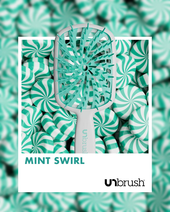UNbrush Detangling Hair Brush Plus Mint Swirl - Wet & Dry Hair Brush for Smooth, Pain-Free Detangling - Perfect for Curly, Thick, and Long Hair - Home & Travel Use