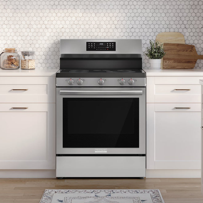 Frigidaire Gallery GCRE306CBF 30-Inch Stainless Steel Rear Control Electric Range with Total Convection - Perfect for Home Kitchens & Baking Enthusiasts