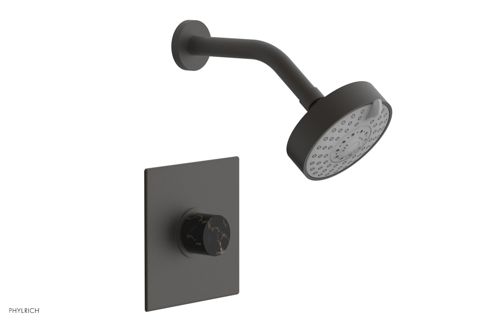 BASIC II Pressure Balance Shower Set with Black Marble Handle - 230S 23 Series for Modern Bathroom & Spa Experience