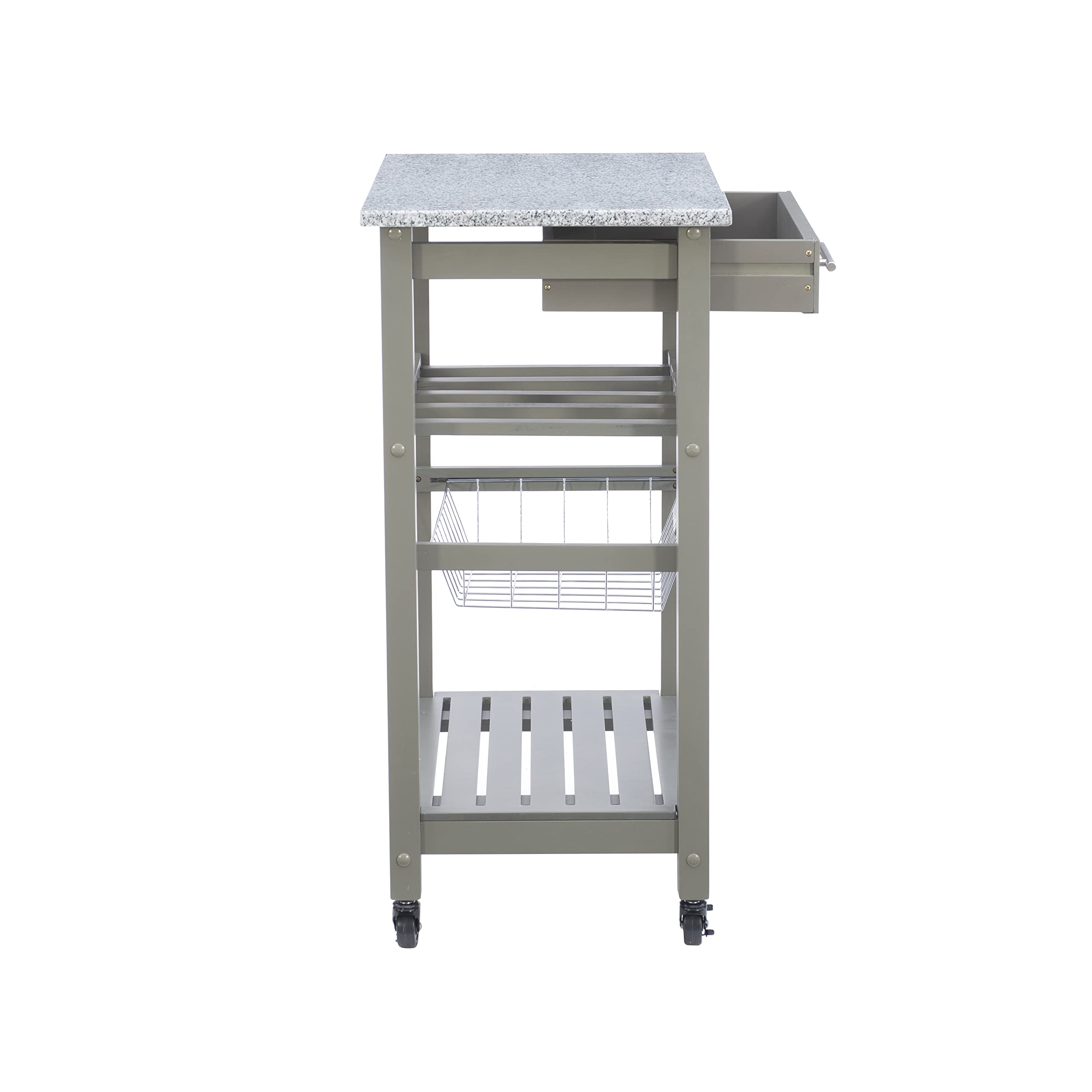 Linon Kitchen Island Cart with Storage, Gray - Rolling Kitchen Island for Small Spaces, Extra Countertop & Cabinet Space for Cooking, Baking & Meal Prep