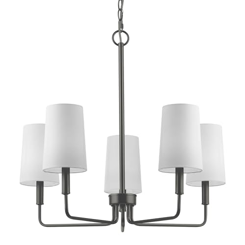 5-Light Matte Black with Fabric Shades