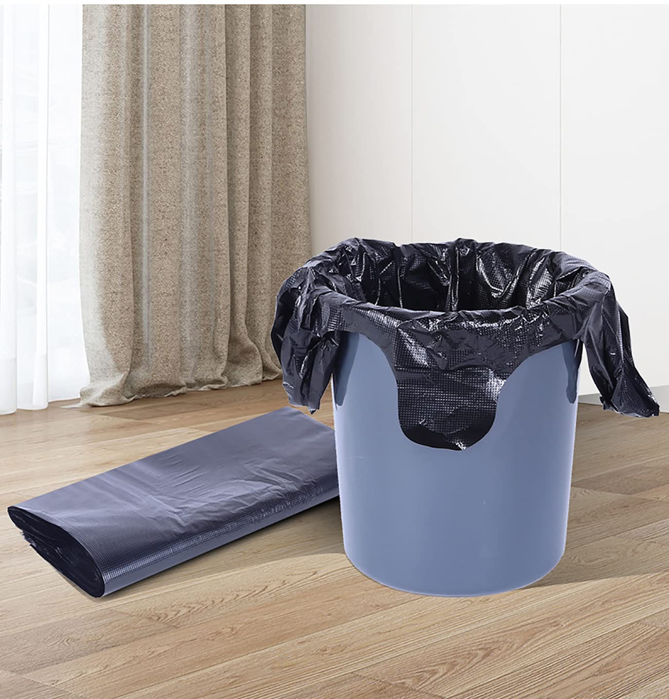 200 Counts 4 Gallon Black Trash Bags with Handles - 1.8mil Thick Heavy Duty Kitchen Garbage Bags for Home, Office, Picnic & Contractor Use - Bulk Pack of Durable Waste Bin Liners for Daily Household Cleaning