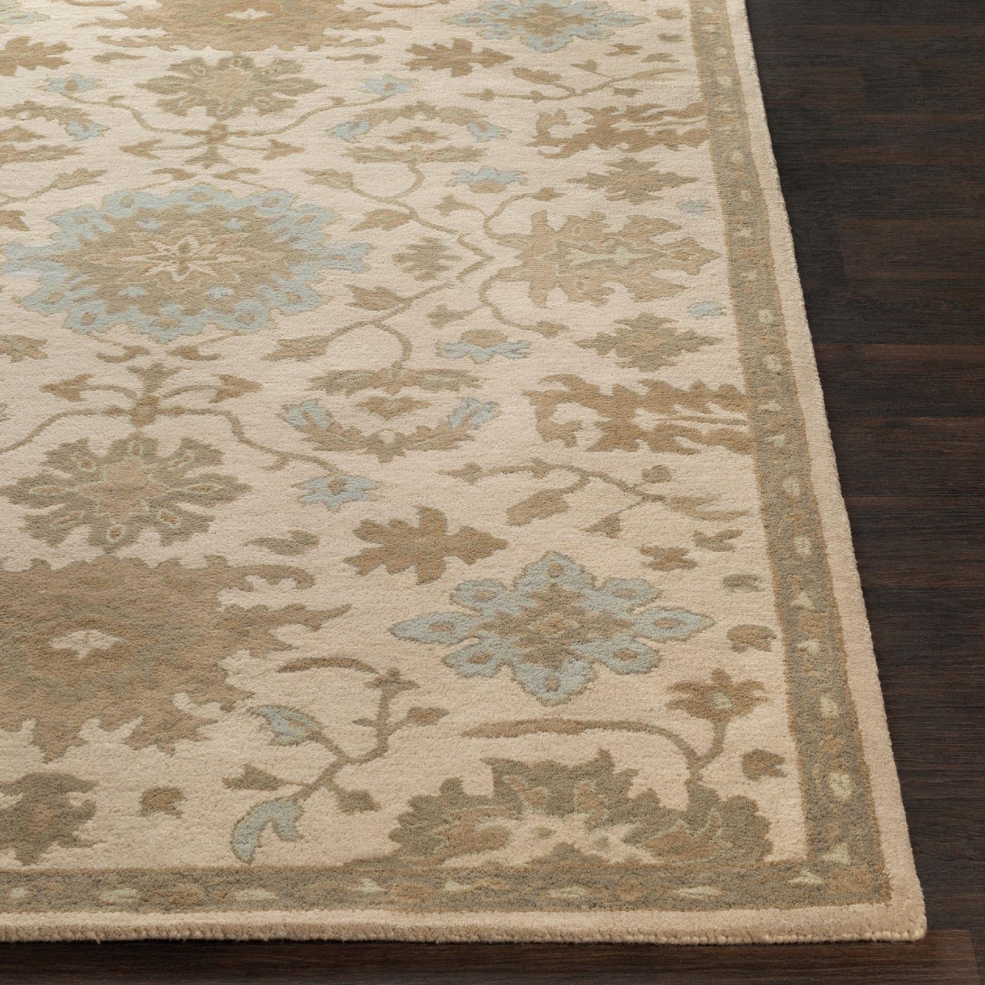 Mark&Day 6x9 Feet Traditional Beige Oval Wool Rug - Soft Beige Green Grey Area Carpet for Living Room, Bedroom, Kitchen - Perfect for Cozy Home Decor & High-Traffic Areas (6' x 9' Oval)