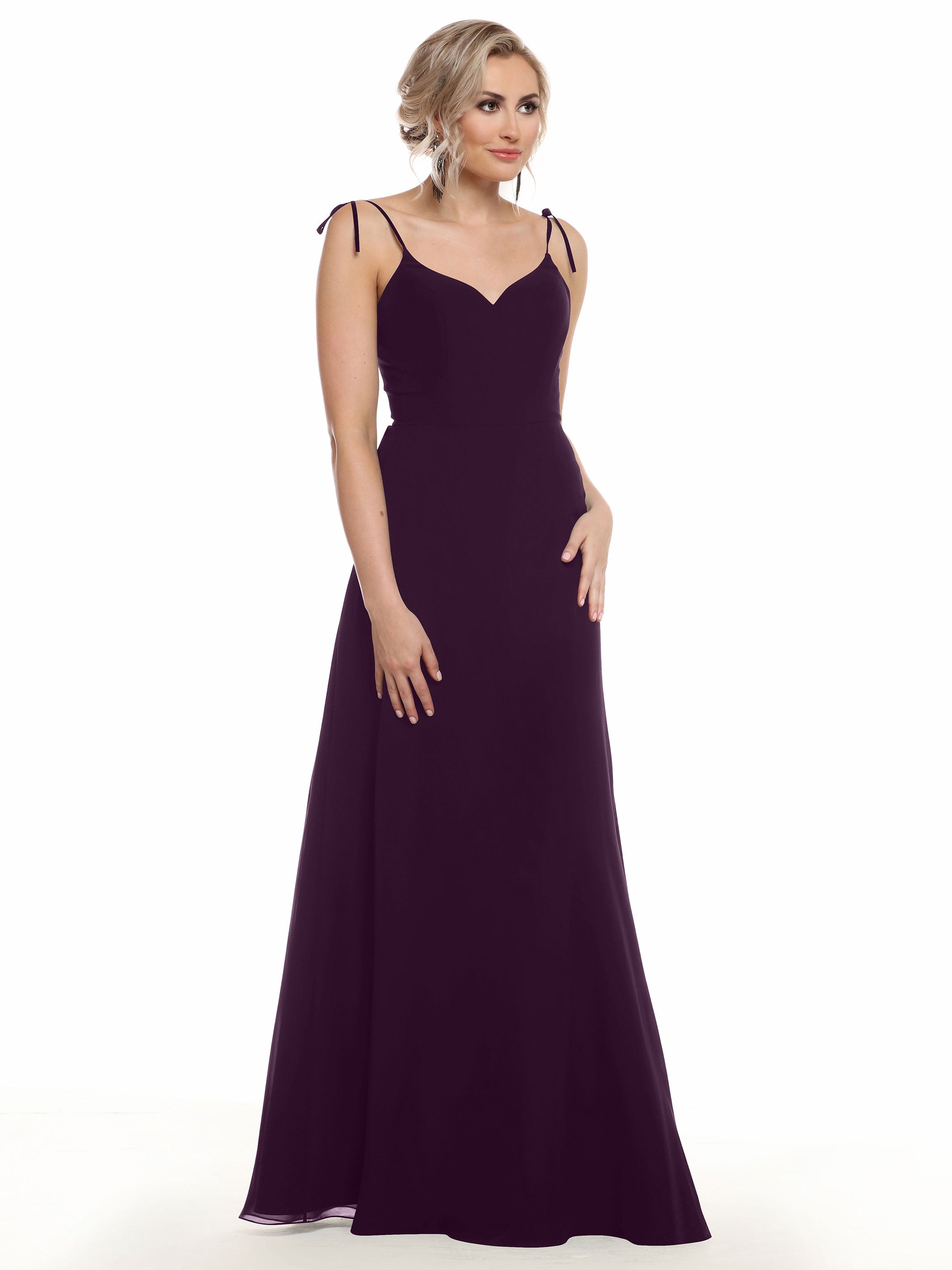 Elegant 80144 Chiffon A-Line Bridesmaid Dress with V-Neck & Spaghetti Straps - Perfect for Weddings, Formal Events & Special Occasions