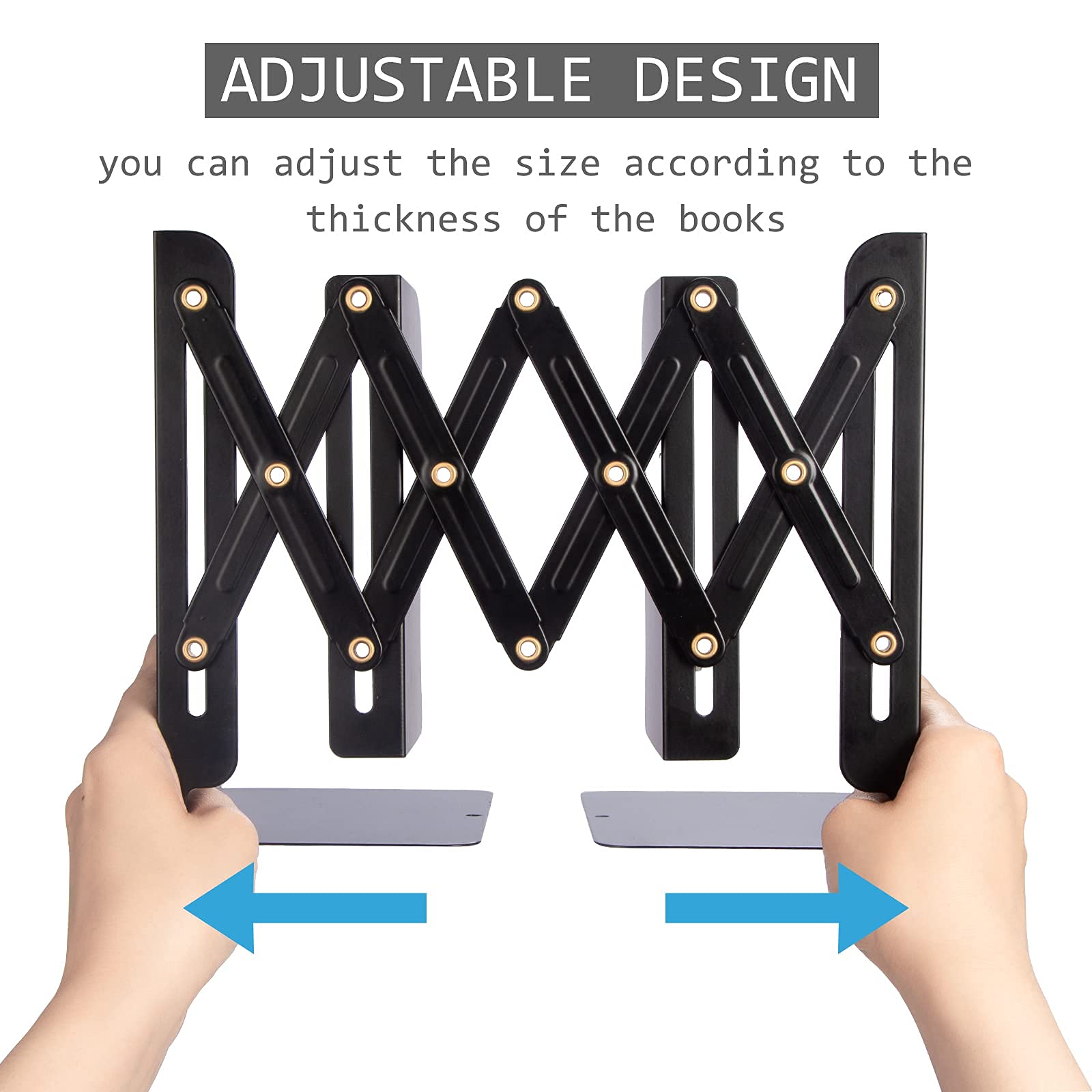 Aobopar Adjustable Heavy Duty Metal Bookends - Sturdy Book Holder for Shelves & Desk Organizer - Perfect for Office, Home & School Use (Black) | Ideal for Organizing Textbooks, Cookbooks & Office Documents