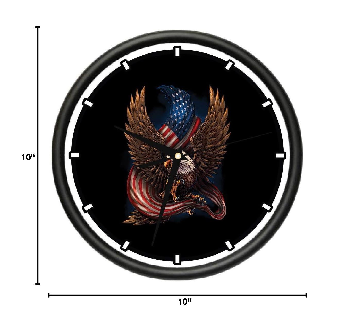 SignMission Eagle & Flag Wall Clock - Silent Quartz Movement - Perfect for Home, Office, Classroom & Bedroom Decor | Patriotic American Wall Clock for Living Room, Study & Dormitory