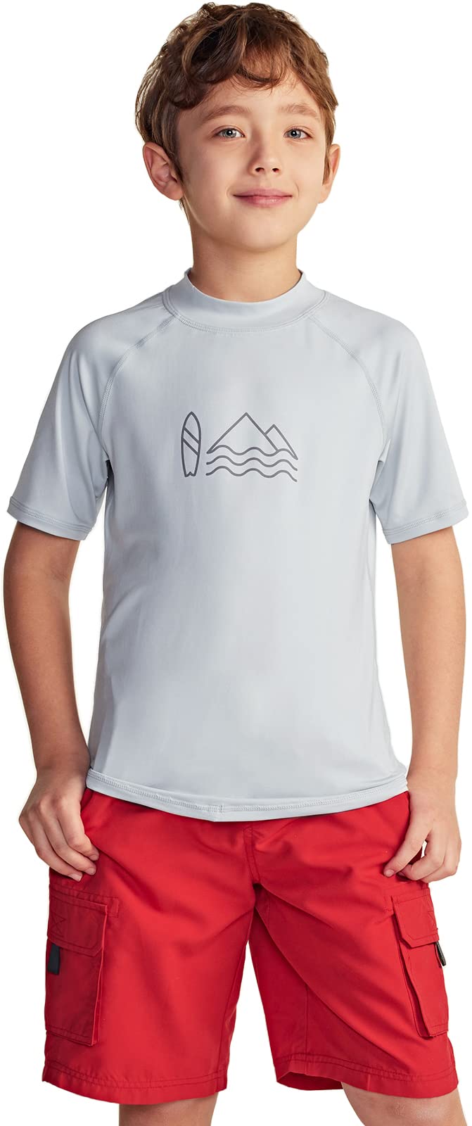 TSLA UPF 50+ Kids Sun Protection Rash Guard - Short Sleeve UV Swim Shirt for Boys & Girls - SPF Surf & Water Shirt for Swimming, Beach, Pool & Outdoor Activities