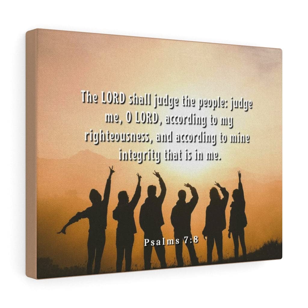Christian Wall Art with Bible Verse - Psalms 7:8 Scripture Print | Ready to Hang Inspirational Home Decor for Living Room, Bedroom & Church