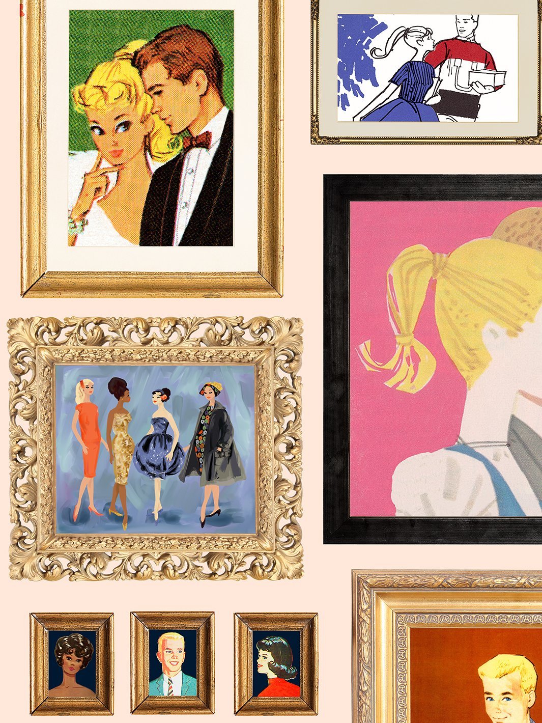 Barbie™ Peach Illustrated Wallpaper for Gallery Walls - Perfect for Kids' Rooms, Playrooms & Nursery Decor