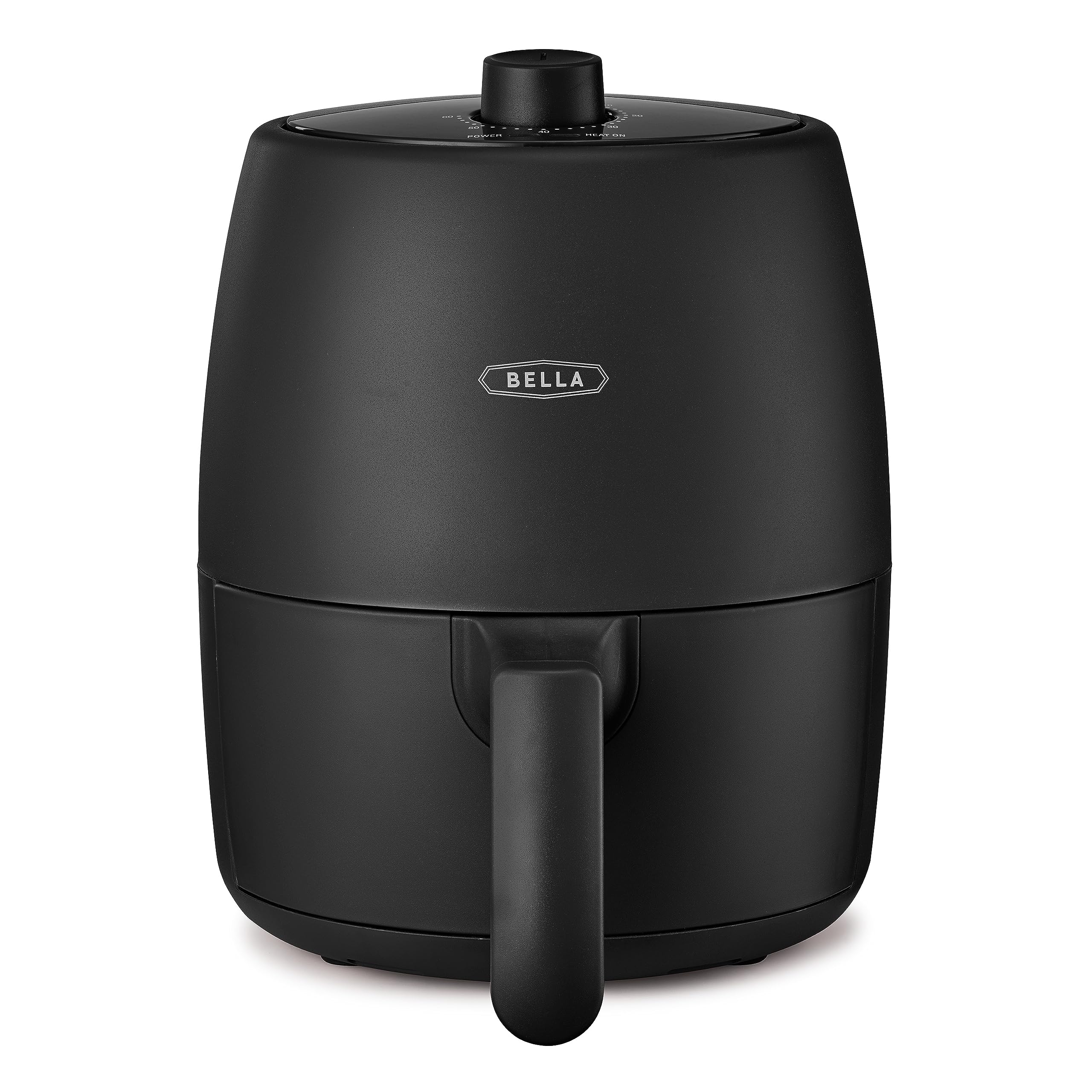 BELLA 2 Quart Manual Air Fryer Oven - 5-in-1 Multicooker with Nonstick Dishwasher Safe Basket & Crisping Tray | 1200W Powerful Heating System | Matte Black | Perfect for Healthy Cooking, Meal Prep & Small Kitchens