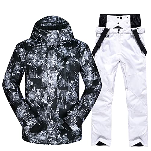 Men's Waterproof Ski Jacket & Pants Set - Windproof Winter Snowsuit with Hood for Skiing & Snowboarding - Perfect for Mountain Resorts & Outdoor Winter Sports