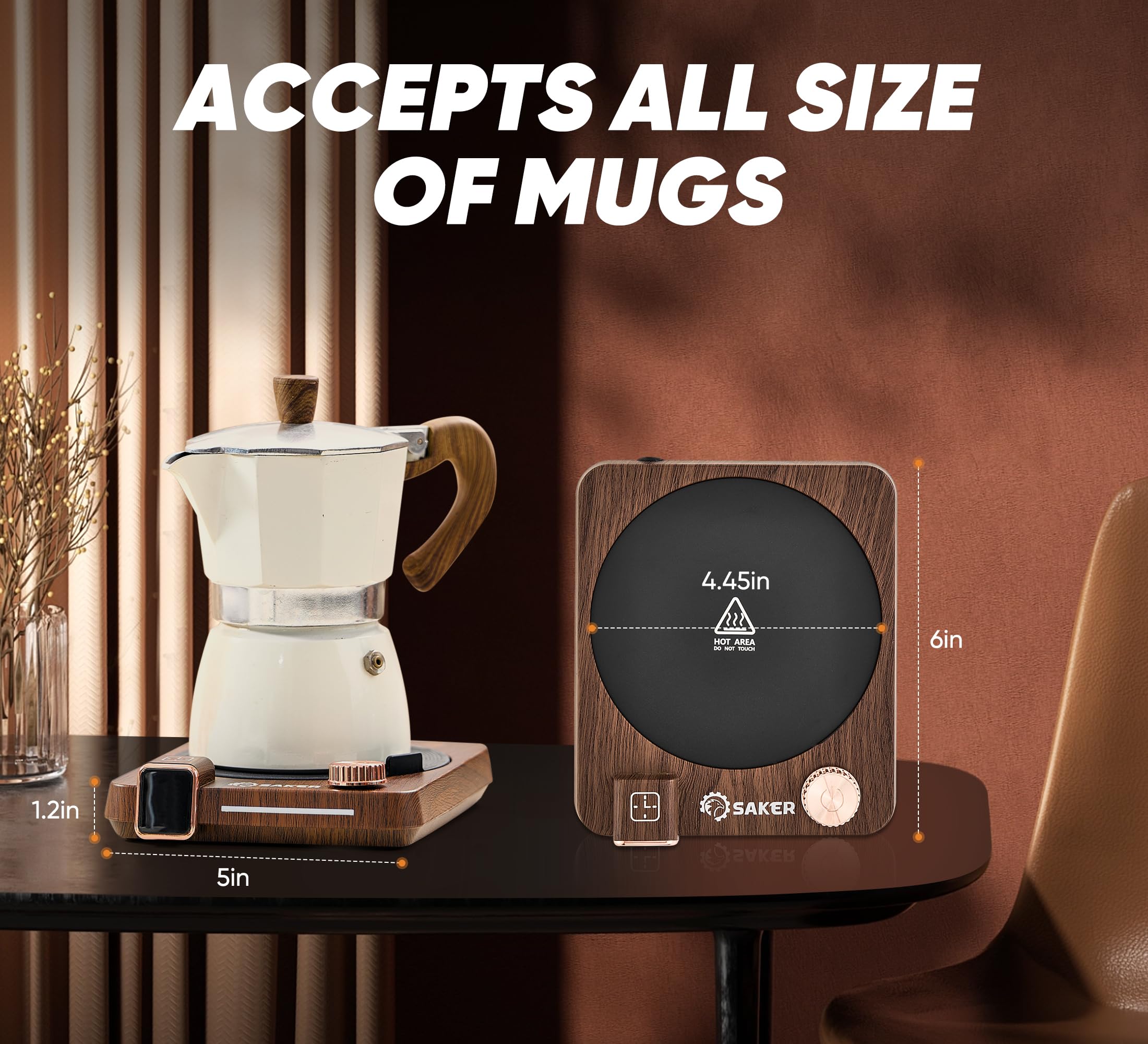 Smart Coffee Mug Warmer with Temperature & Time Display - Auto Shut Off 1-12Hrs, Adjustable Heat Settings & Tri-Color LED - Perfect for Office Desk, Home Use, and Gift Giving