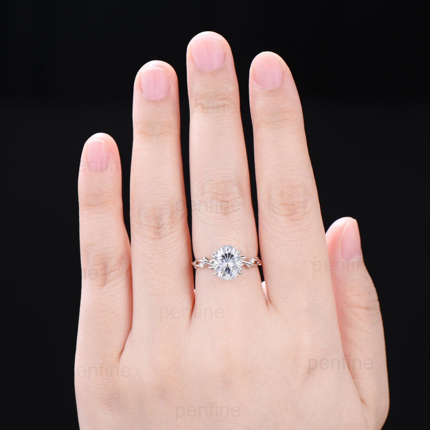 3 Carat Oval Cut Moissanite Engagement Ring - Nature Inspired Branch Leaf Vine Wedding Band, Unique Twig Promise Ring for Women, Perfect for Proposals, Anniversaries & Romantic Occasions