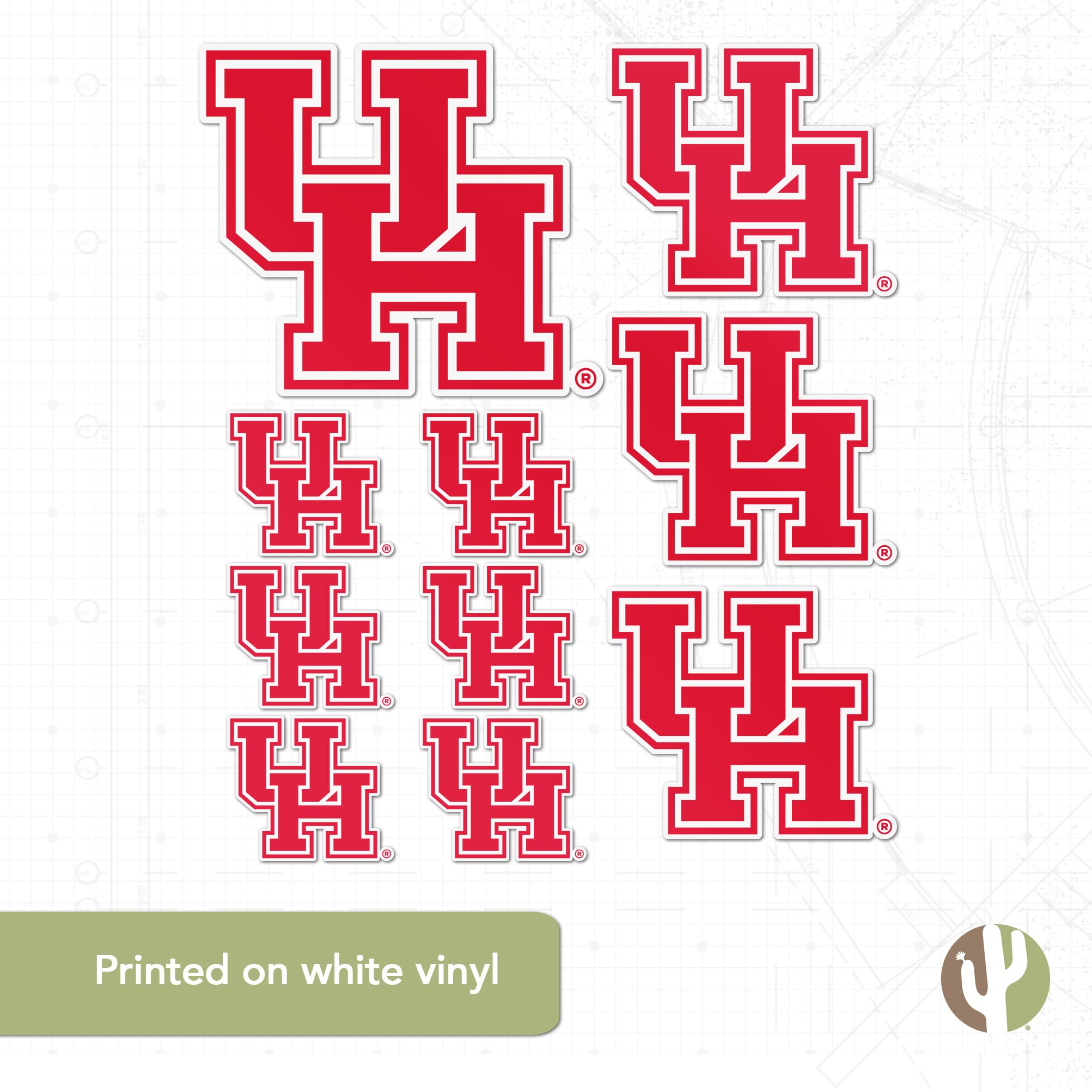 University of Houston NCAA Vinyl Sticker Decal - Waterproof, Durable for Laptop, Water Bottle, Car, Scrapbook (Sheet of 3) - Perfect for School Spirit, College Decor & Fan Gifts