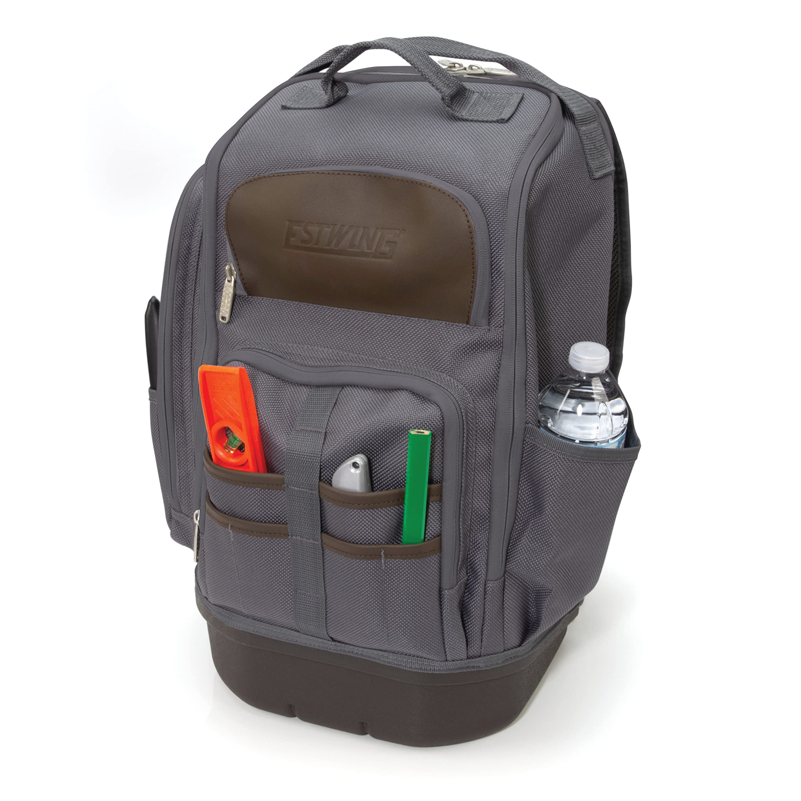 Estwing 94759 20-Inch Durable Hard Bottom Tool Backpack for Construction Workers & Electricians - Heavy Duty Storage for Hammers, Wrenches & Power Tools