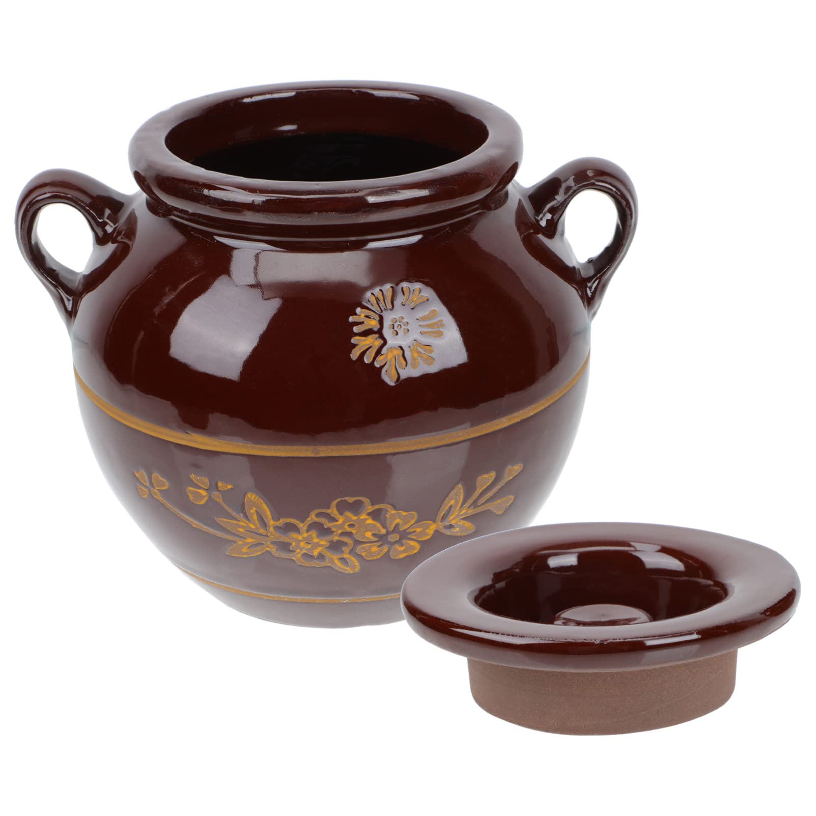 Traditional Chinese Ceramic Fermentation Crock with Water Seal Airlock - 5L Stoneware Pickling Pot for Kimchi, Sauerkraut, Pickles & Fermented Vegetables - Perfect for Home Brewing, Probiotic Foods & DIY Fermentation Projects
