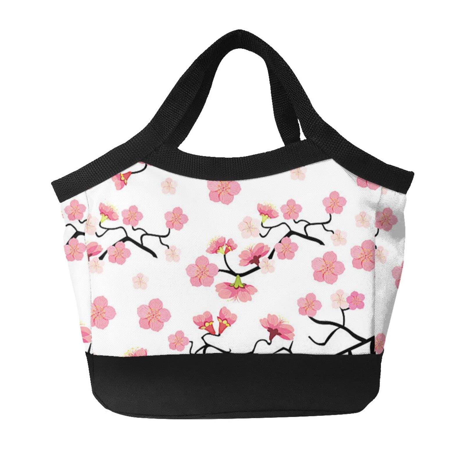 Cherry Blossom Print Insulated Lunch Bag - Japanese Sakura Tote Cooler for Women & Men - Perfect for Work, School, Picnics & Outdoor Activities
