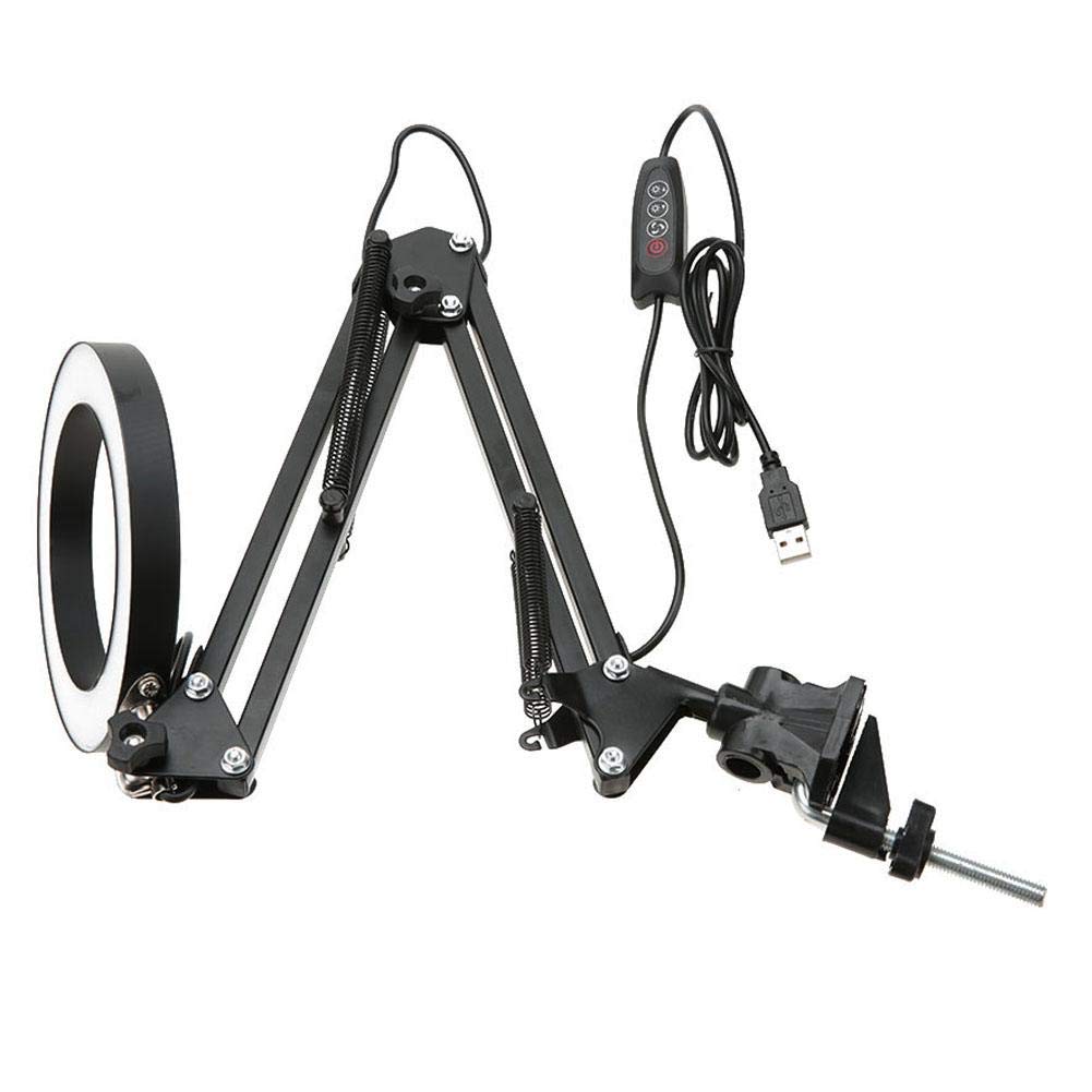 Foldable Table Lamp with Flexible Swing Arm - USB Powered 3-Tone Adjustable Desk Light for Reading, Studying & Office Work - Eye Care Clamp Mount Lamp for Home & Dorm Use