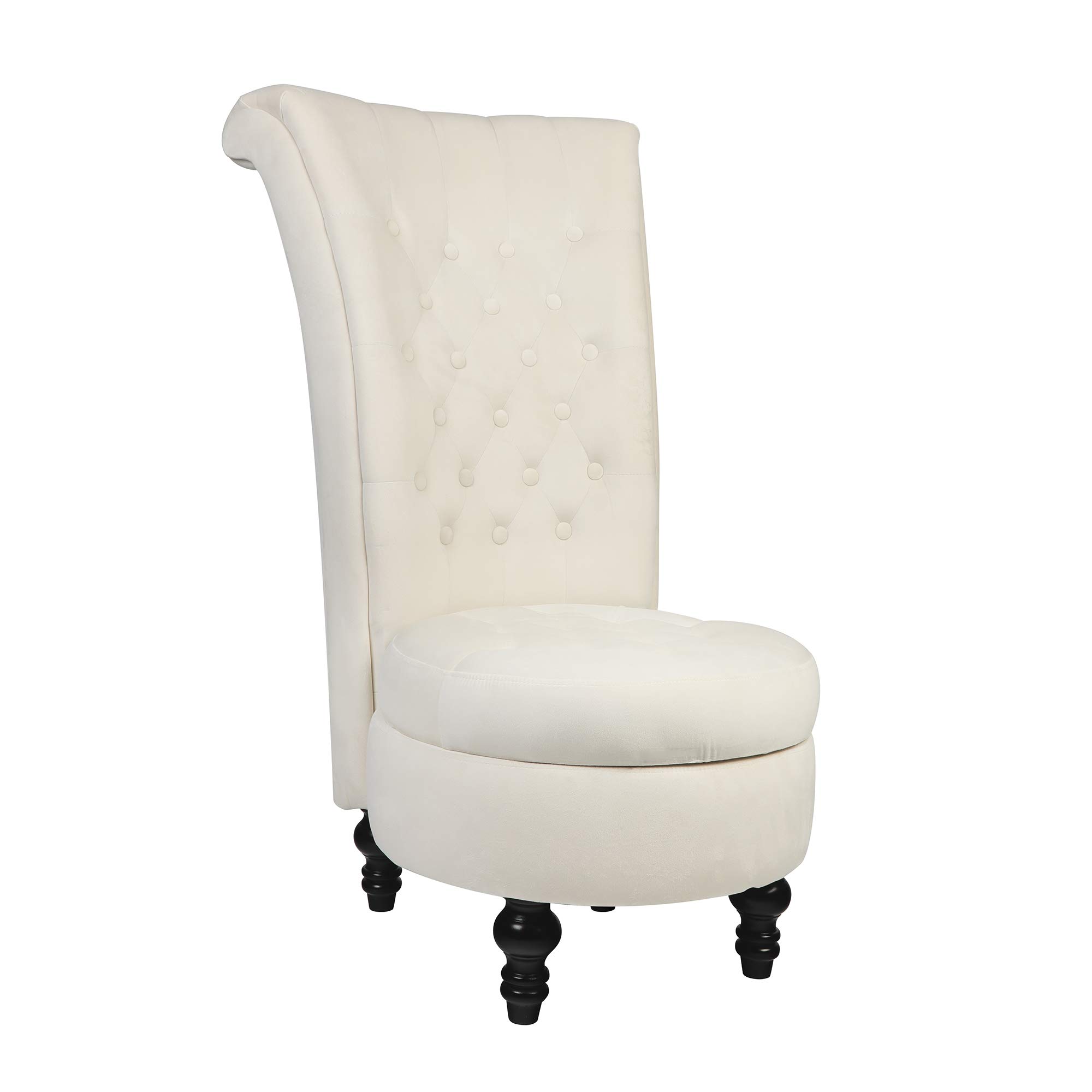 Luxury MU Dutch Velvet High Back Accent Chair - Elegant Royal Throne Style Living Room Furniture for Bedroom, Lounge & Office - Cream Velvet Upholstered Seat for Home Decor & Special Occasions