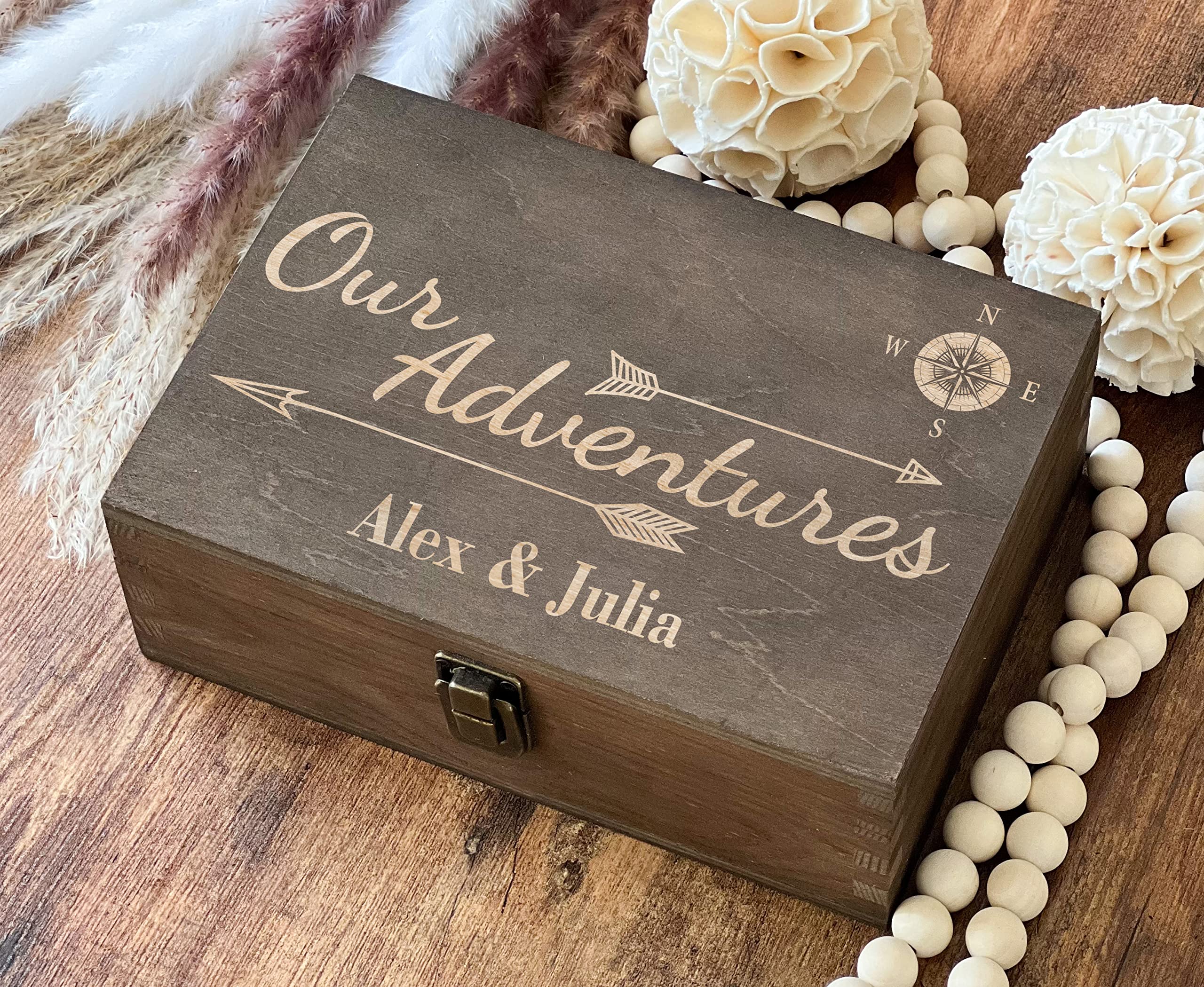 Handcrafted Wooden Keepsake Box - 8.5x8x2.5 Inch Memory Gift Box for 5th Anniversary, Travel Mementos & Special Occasions | Custom Engraving Available | Perfect for Wedding, Birthday & Romantic Gifts