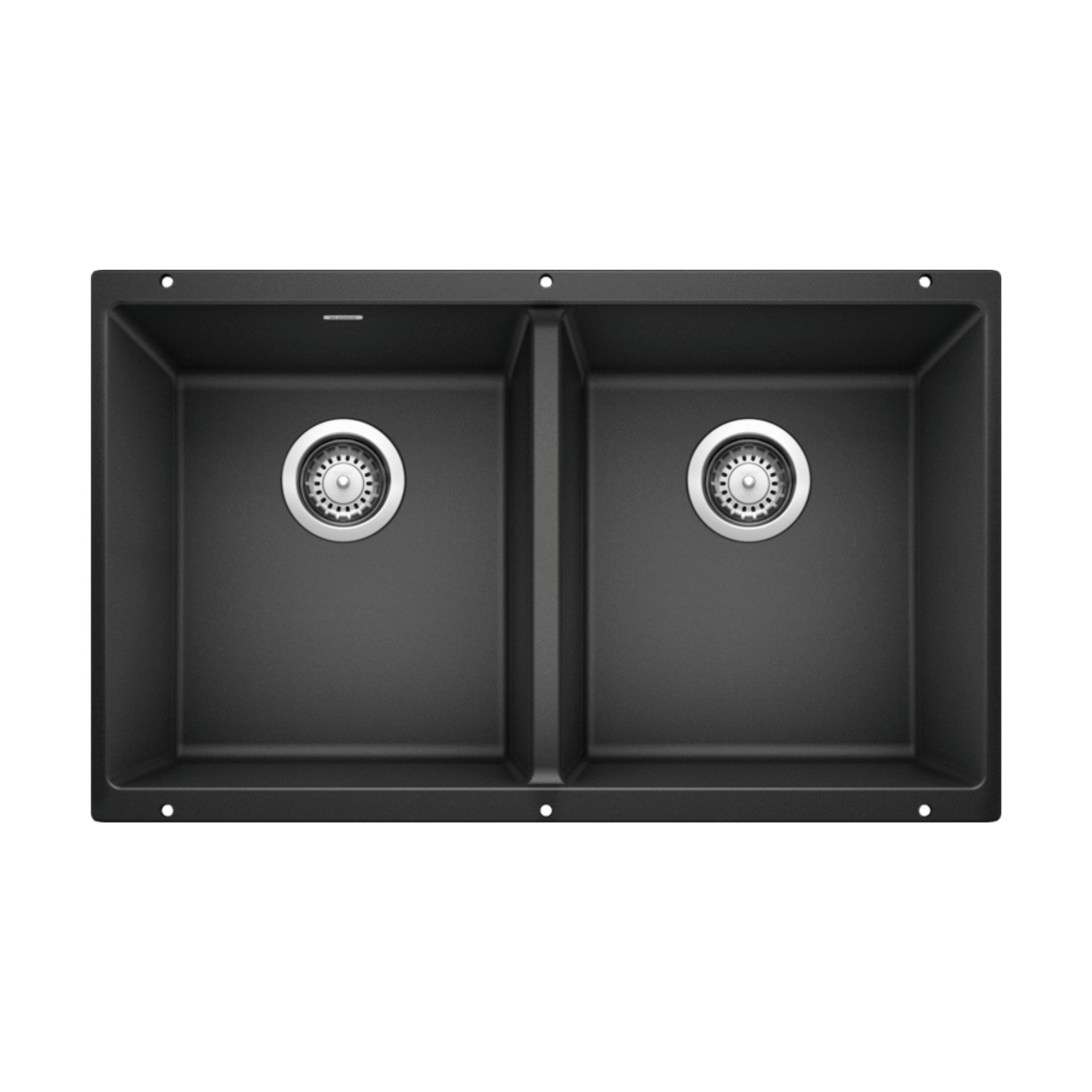 Blanco PRECIS Equal Double Bowl 29.75 Inch SILGRANIT Undermount Kitchen Sink - Durable Stain-Resistant Design for Busy Home Chefs & Modern Kitchens
