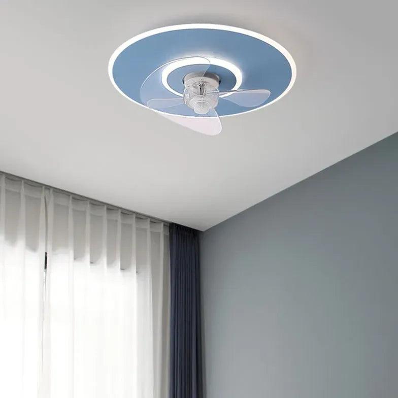 Modern Round Noodle Ceiling Fan with LED Light - Perfect for Living Room, Bedroom & Kitchen Air Circulation