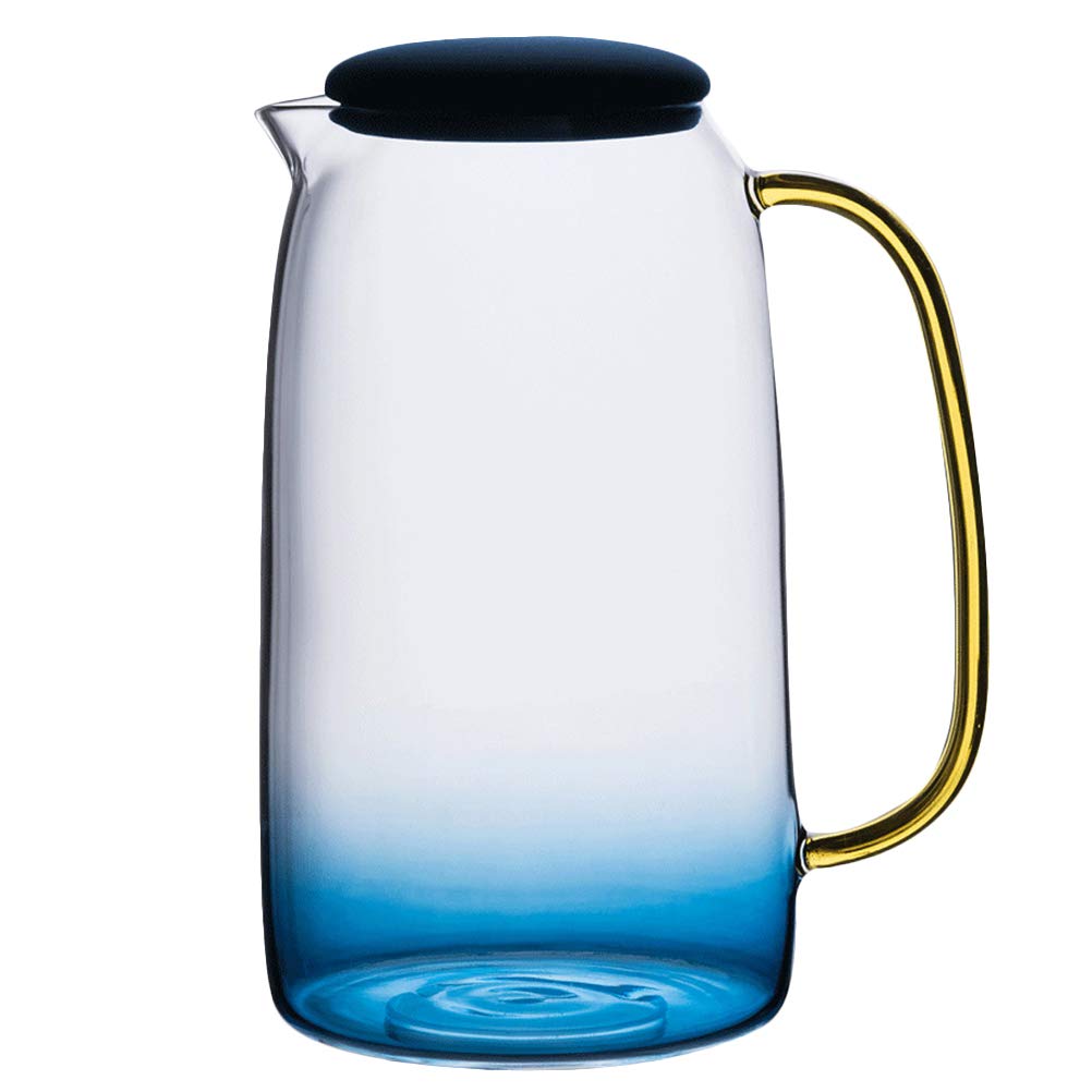 DOITOOL Borosilicate Glass Teapot - 1pc High Temperature Resistant Transparent Water Kettle with Silicone Lid (Blue) - Perfect for Loose Leaf Tea, Herbal Infusions & Coffee Brewing