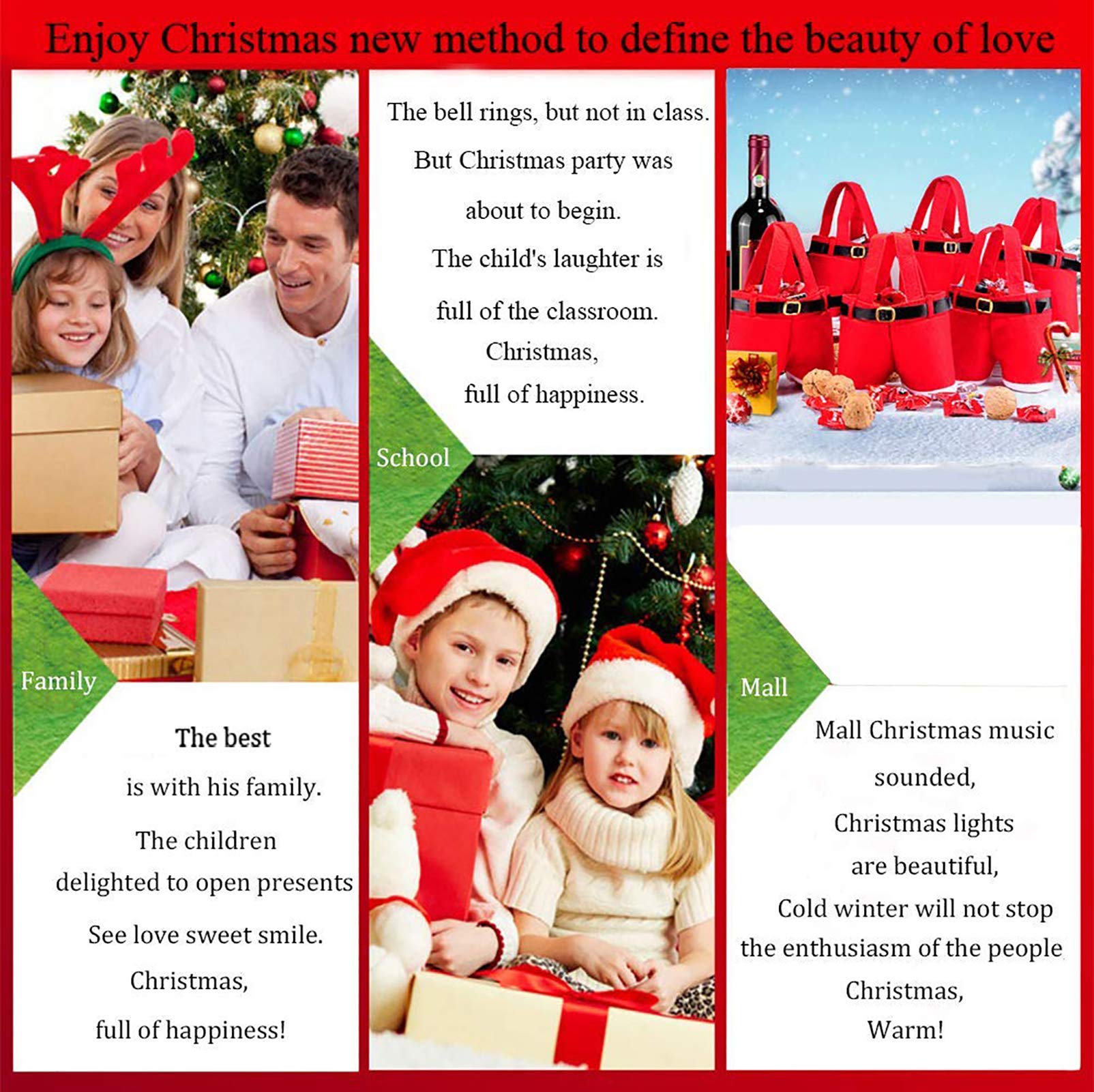 MSQ 6PCS Christmas Gift Bags - Santa Pants Style Candy Treat Bags for Kids, Holiday Party Favors, Perfect for Christmas, Weddings & New Year Celebrations | Festive Decorations for Children's Gifts, Stocking Stuffers & Seasonal Events