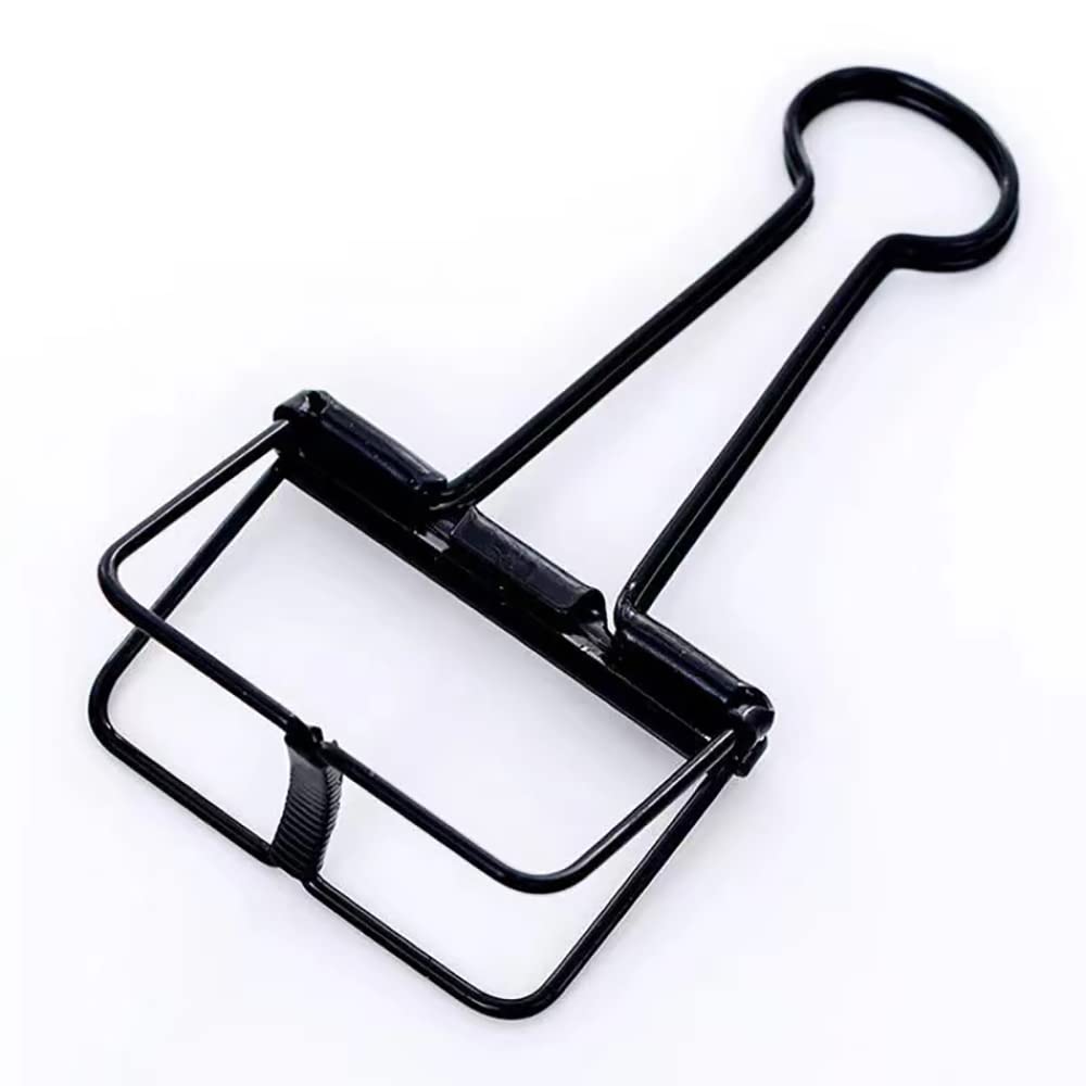 12 Pack Black Hollow Metal Wire Binder Clips - Large Size Office Supplies for Paper, Documents, Files - Perfect for Organizing, School, Office & Home Use