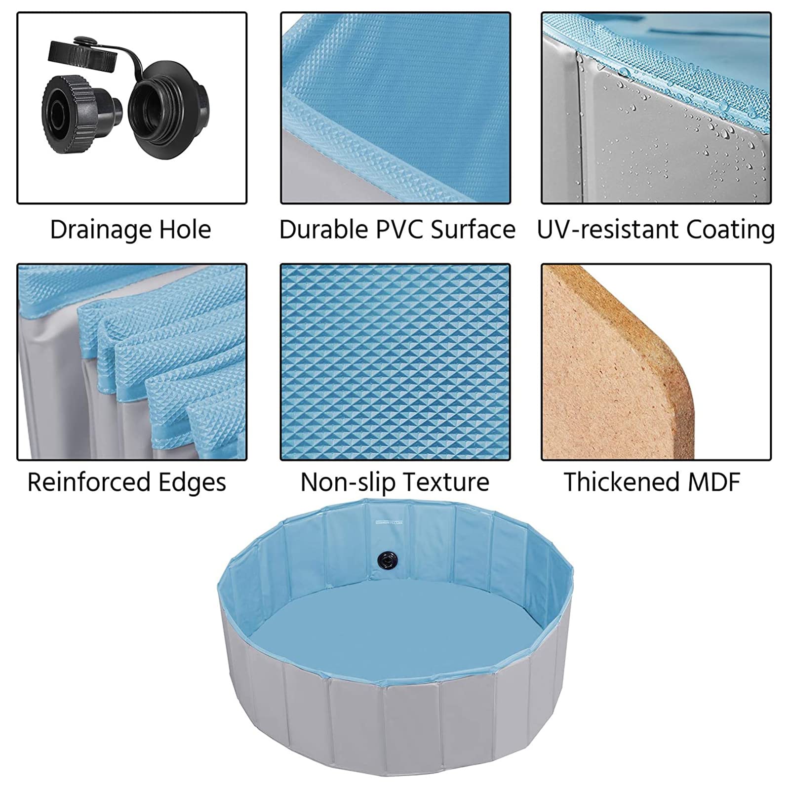 Foldable Dog Pool for Pets & Kids - Collapsible PVC Pet Swimming Bath Tub with Slip-Resistant Bottom - Portable Indoor/Outdoor Puppy Bathing Pool for Dogs, Cats & Children | Perfect for Backyard Play, Summer Cooling & Pet Grooming