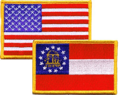 USA & Georgia Flag Iron-On Embroidered Patches Combo Pack - Patriotic Sewing Appliques for Jackets, Hats, Bags & DIY Crafts
