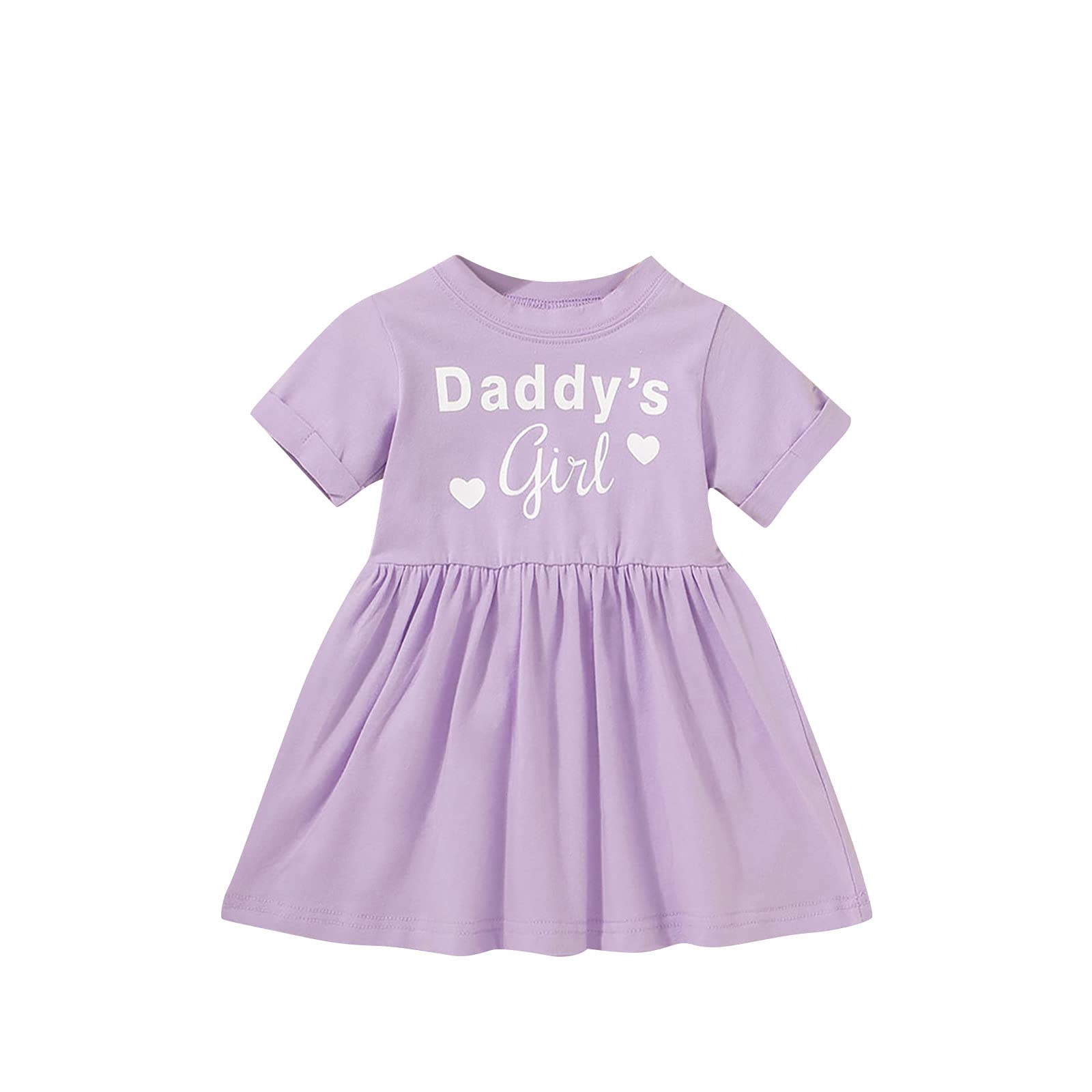 Toddler Baby Girl Summer Dress - Cotton Short Sleeve A-Line Skirt with 'Daddy's Girl' Print | Cute Casual Outfits for Beach, Playdates & Family Photos
