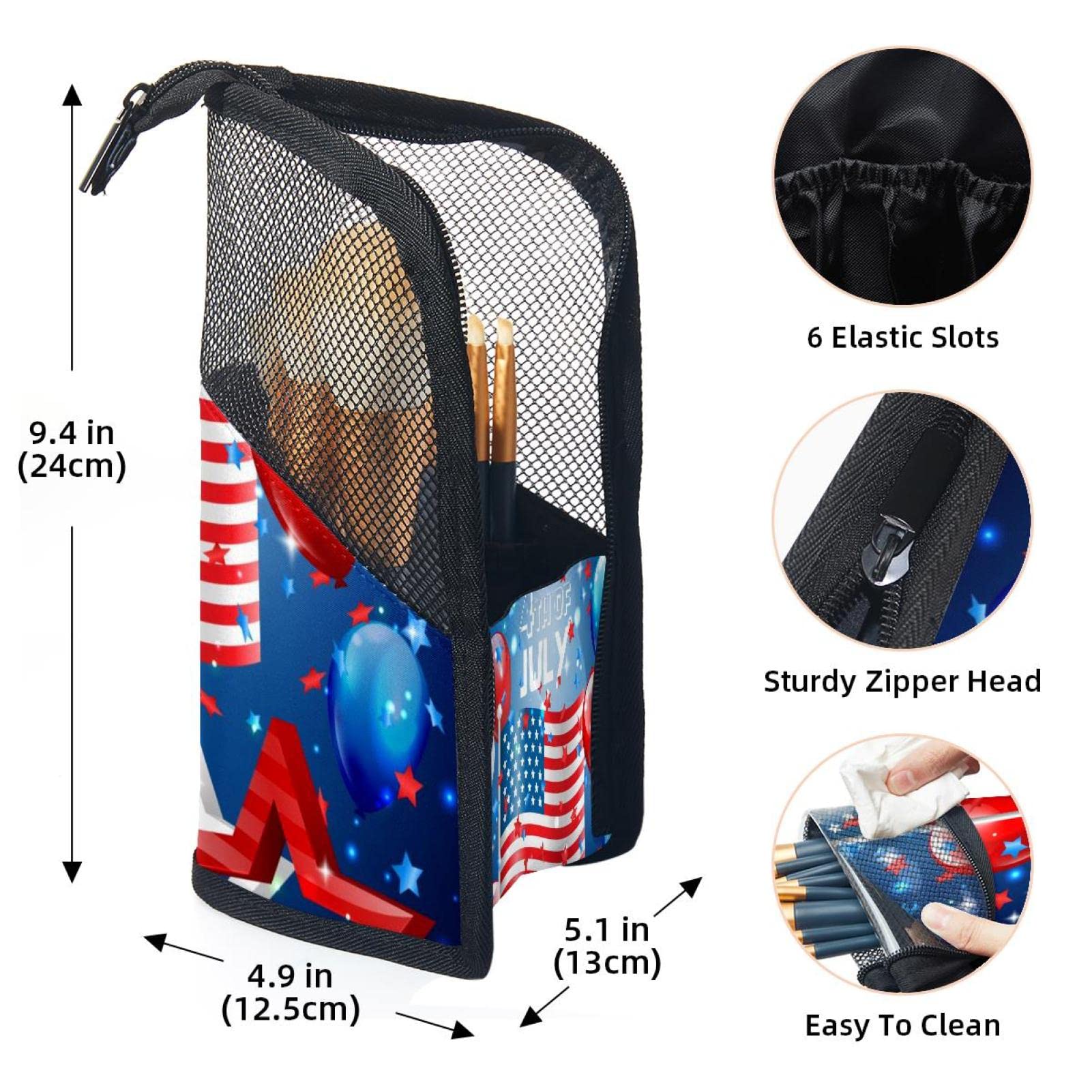 12-Piece Makeup Brush Organizer Bag with Portable Case - Travel Cosmetic Brush Holder Set for Independence Day & Everyday Use - Perfect for Makeup Artists, Travel & Home Storage