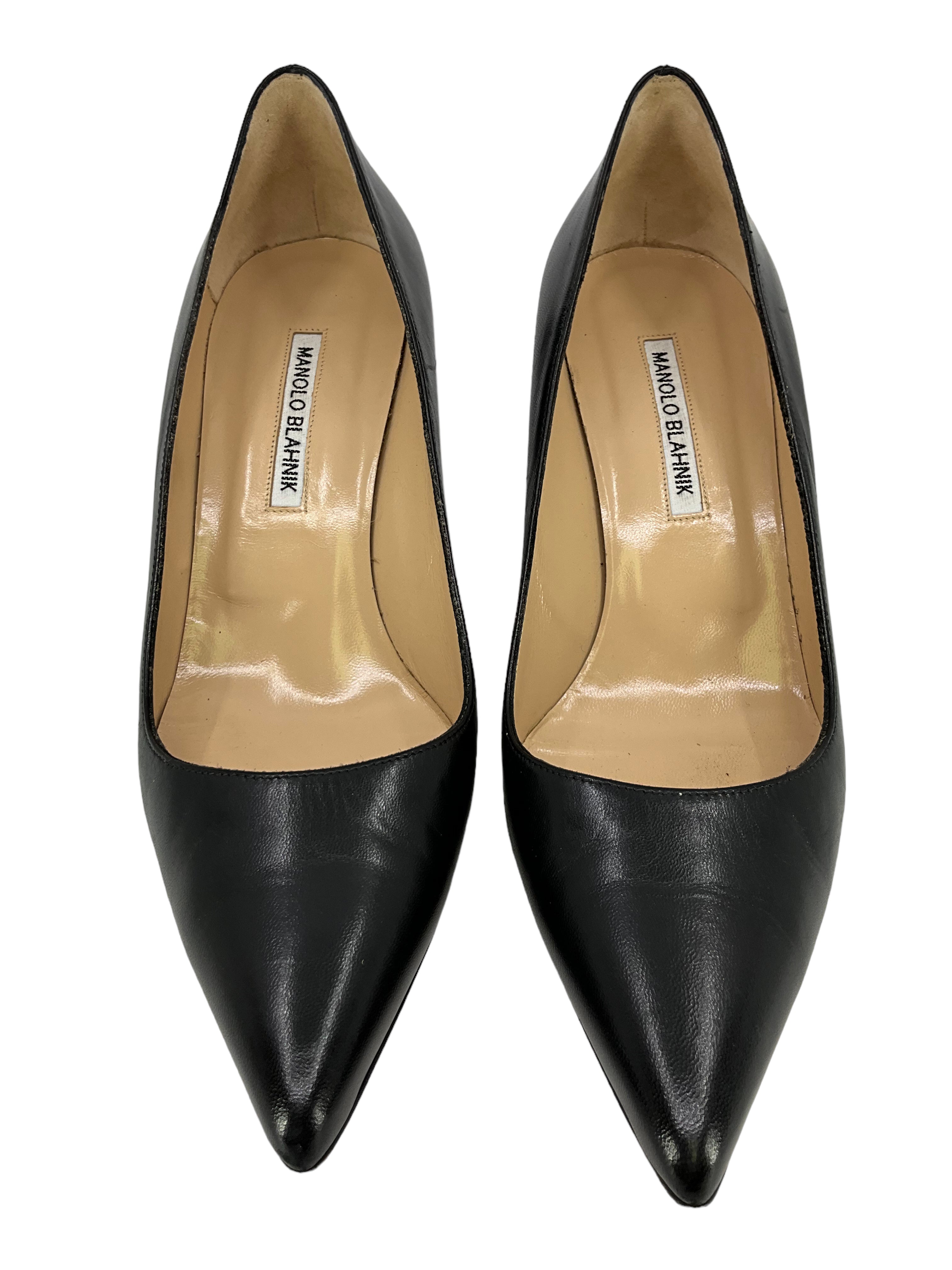 Manolo Blahnik BB Leather Pumps Women's Size 10.5 - Classic Pointed Toe High Heels for Wedding, Party & Office Wear