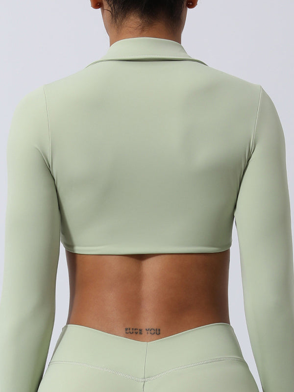 ZASUWA Women's Twist Front Breathable Yoga Top with Built-in Chest Pads - Long Sleeve Workout Shirt for Yoga, Pilates & Gym Training