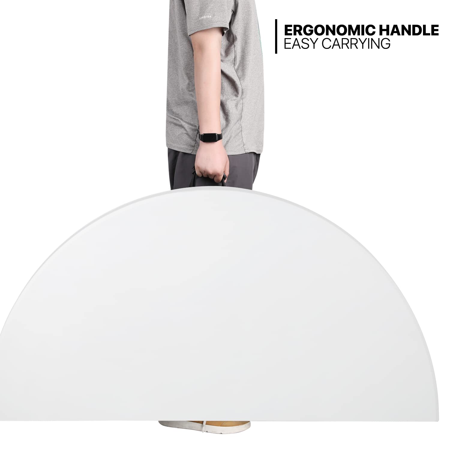 MoNiBloom 5.5 Foot Round Folding Table - Portable Plastic Dining Table with Handle & Lock for Indoor Outdoor Use - Perfect for Picnic, Party, Banquet, Wedding (White)