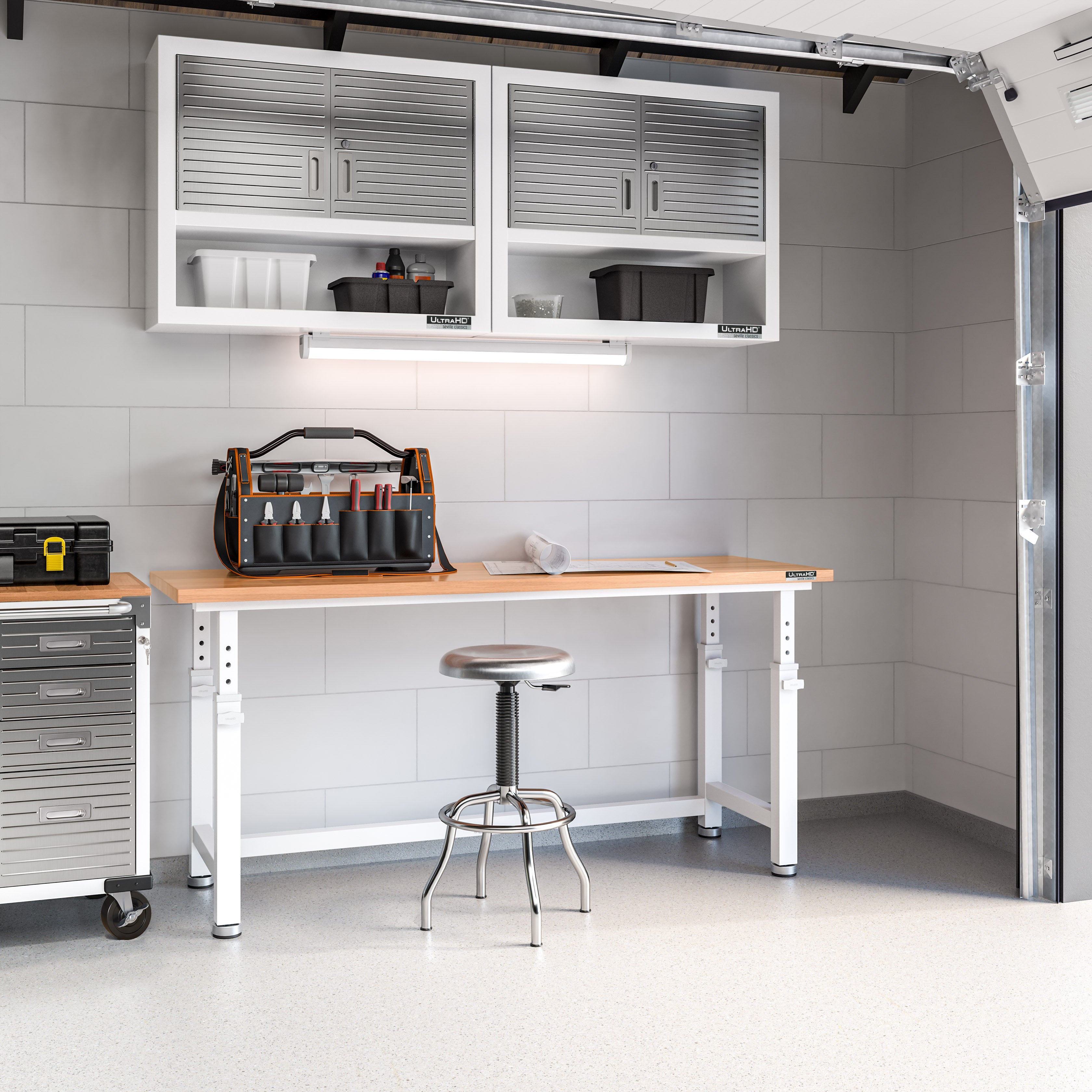 UltraHD® Adjustable Height Workbench - Ergonomic Standing Desk for Home Office, Workshop & Garage - Perfect for DIY Projects, Crafting & Computer Work