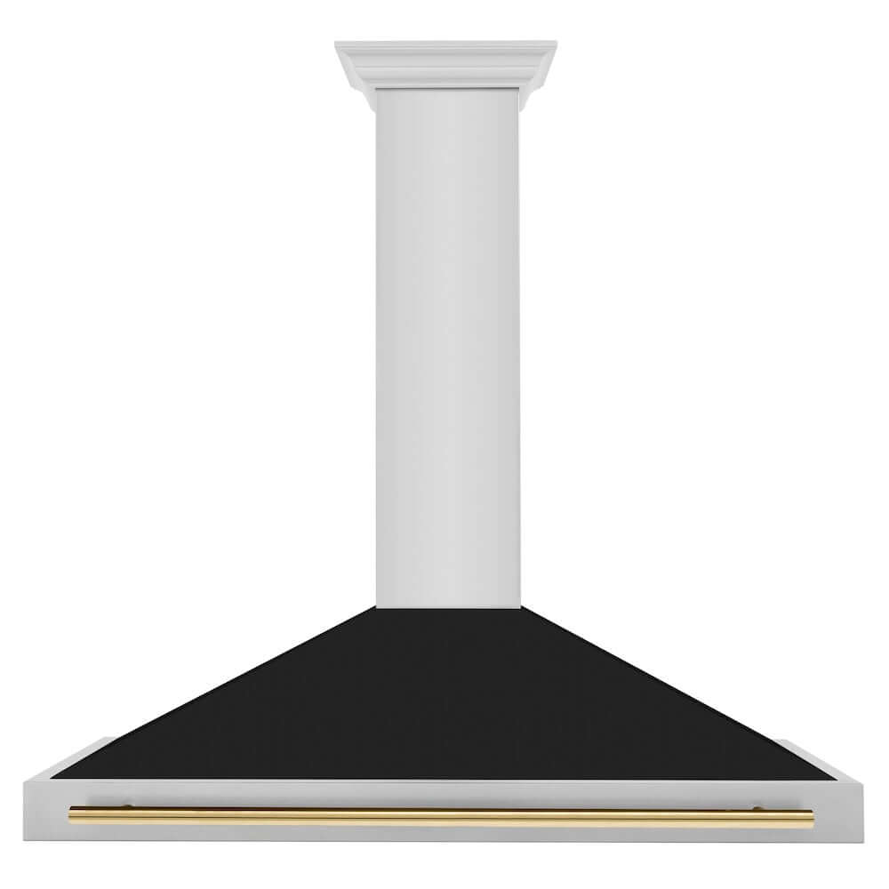 ZLINE Autograph Edition 48-inch Stainless Steel Range Hood - Convertible Kitchen Vent Hood with Black Matte Finish & Accent Handle (KB4STZ BLM48) | Professional Grade for Modern Kitchens, Restaurants & Open-Concept Homes